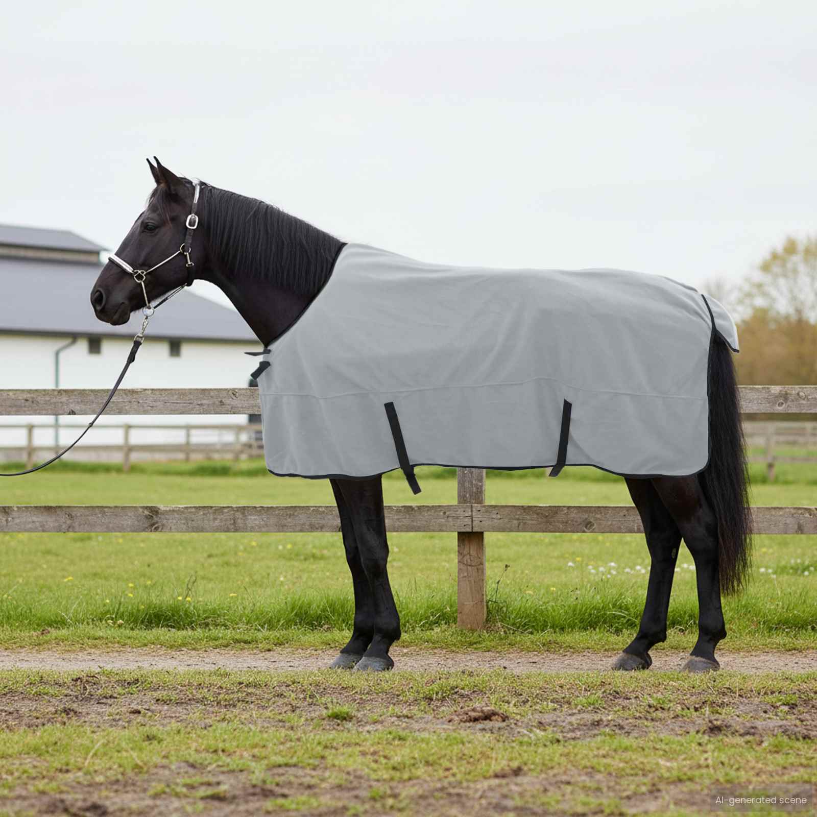 Vidaxl paardendeken volledig lichtgrijs en roze 155 cm