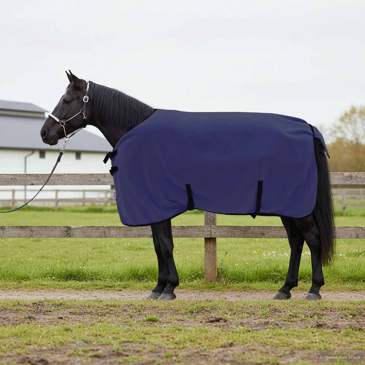 Vidaxl paardendeken marineblauw 105 cm polyester fleece