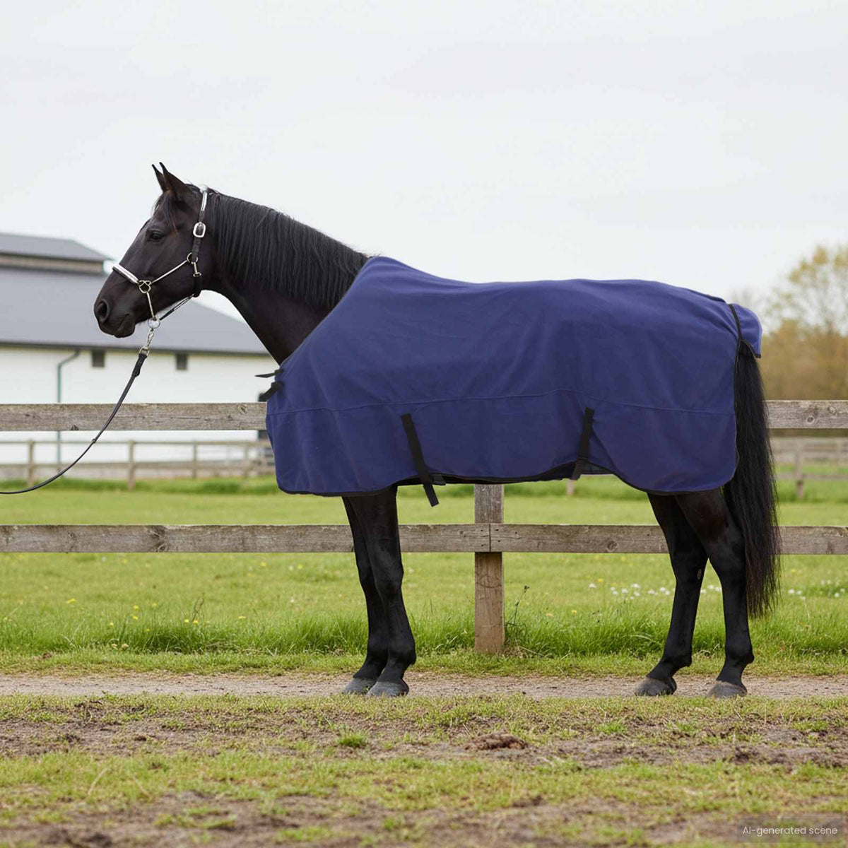 Vidaxl paardendeken marineblauw 125 cm polyester fleece
