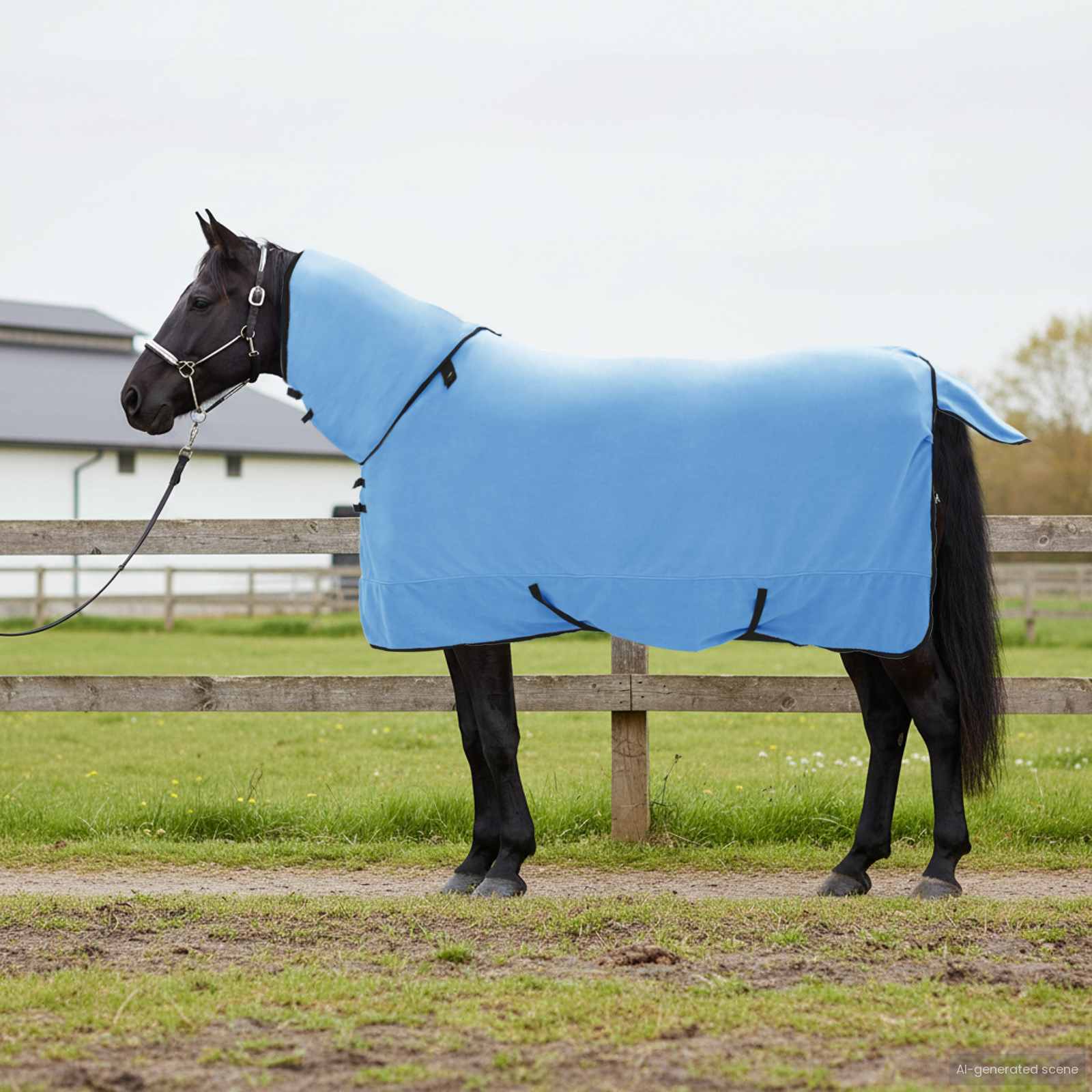 Vidaxl paardendeken volledige aqua 125 cm polyester fleece