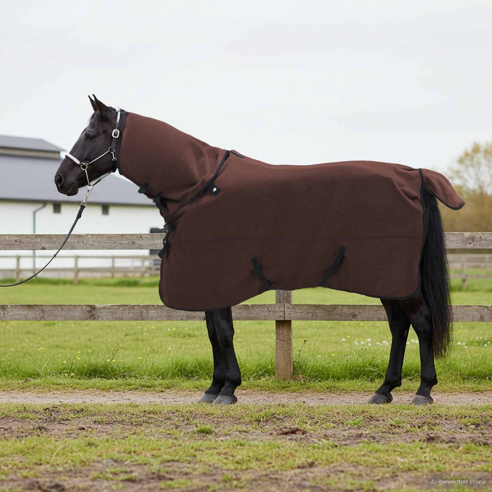 Vidaxl paardendeken volledig donkerbruin 135 cm polyester fleece