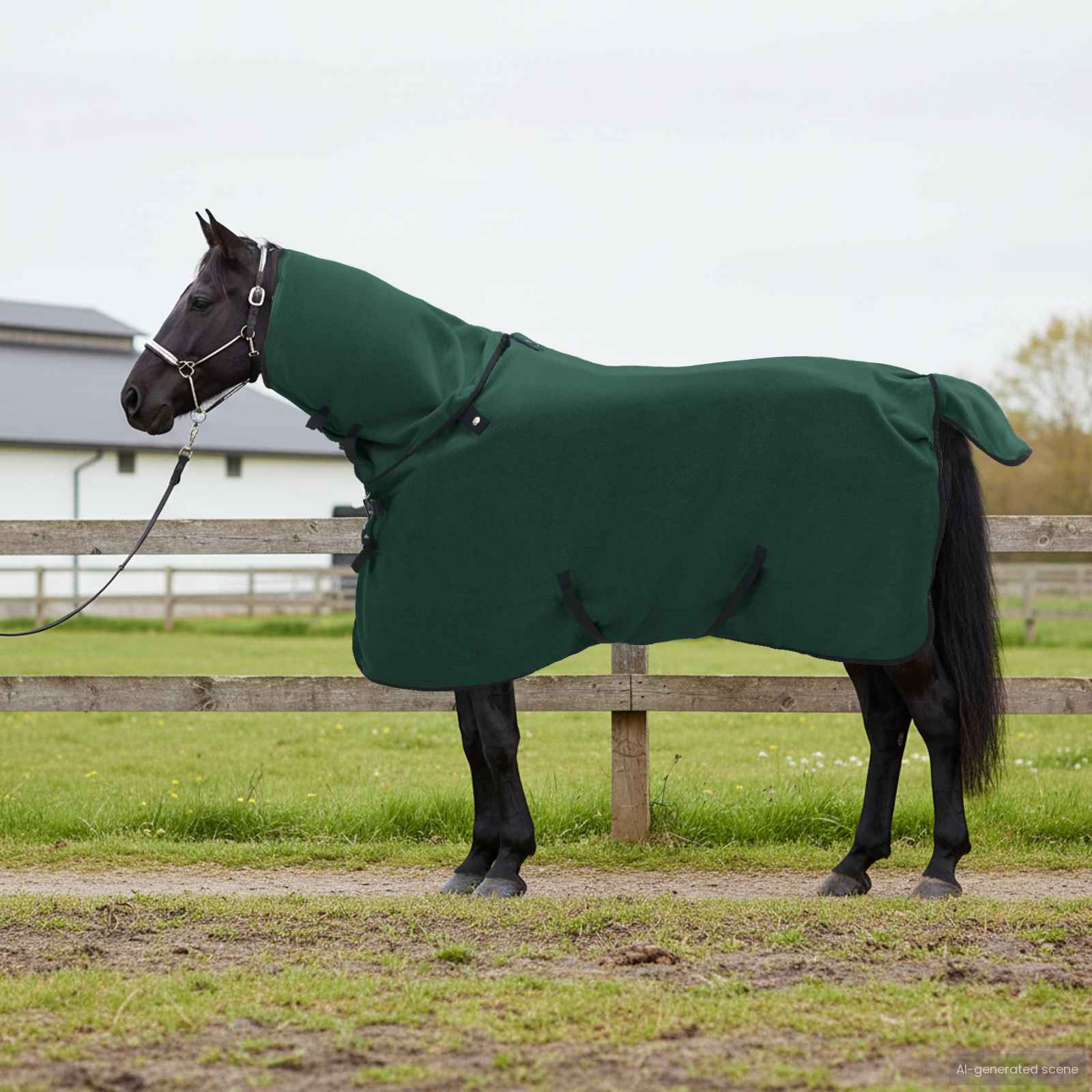 Vidaxl paardendeken volledig donkergroen 115 cm polyester fleece