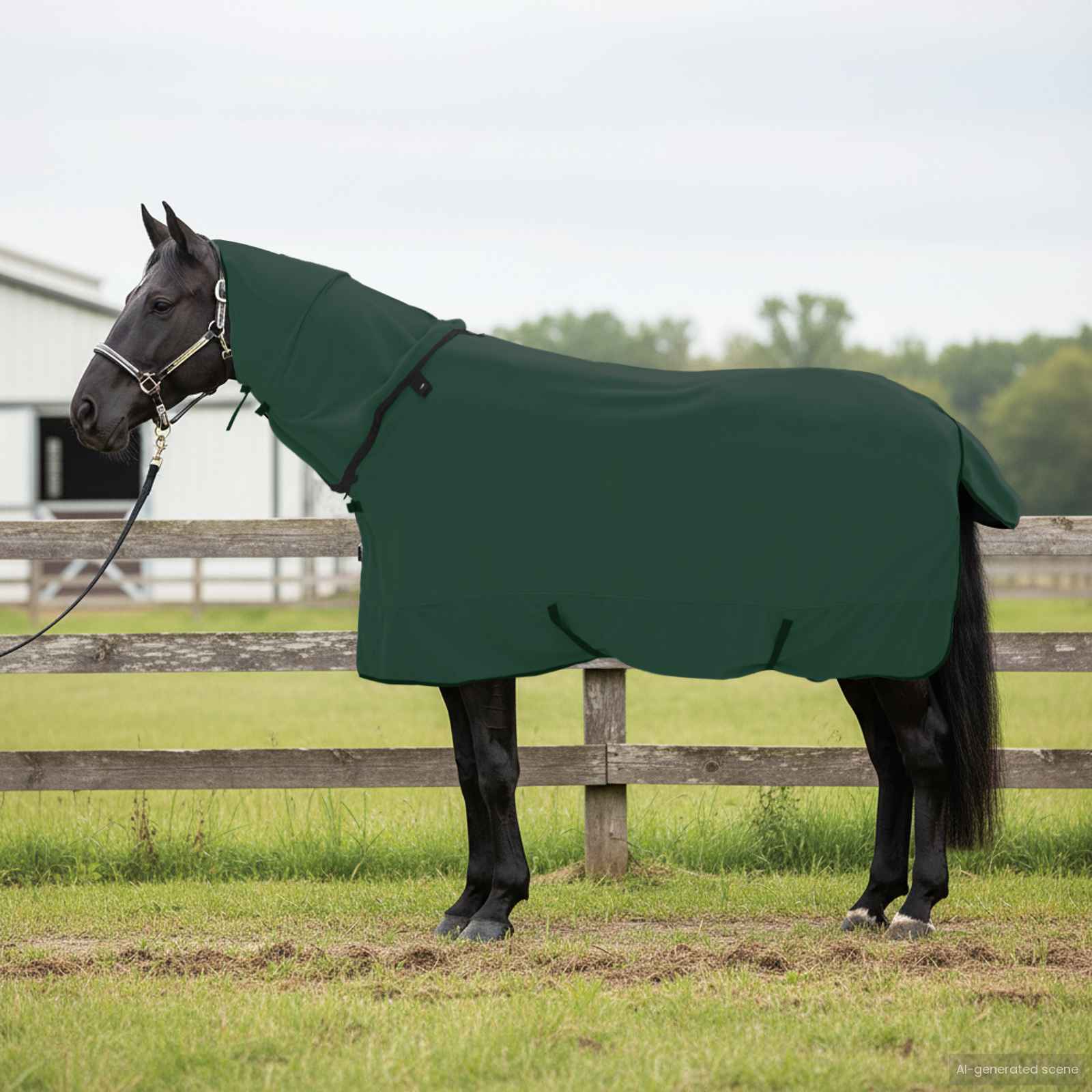 Vidaxl paardendeken volledig donkergroen 145 cm polyester fleece