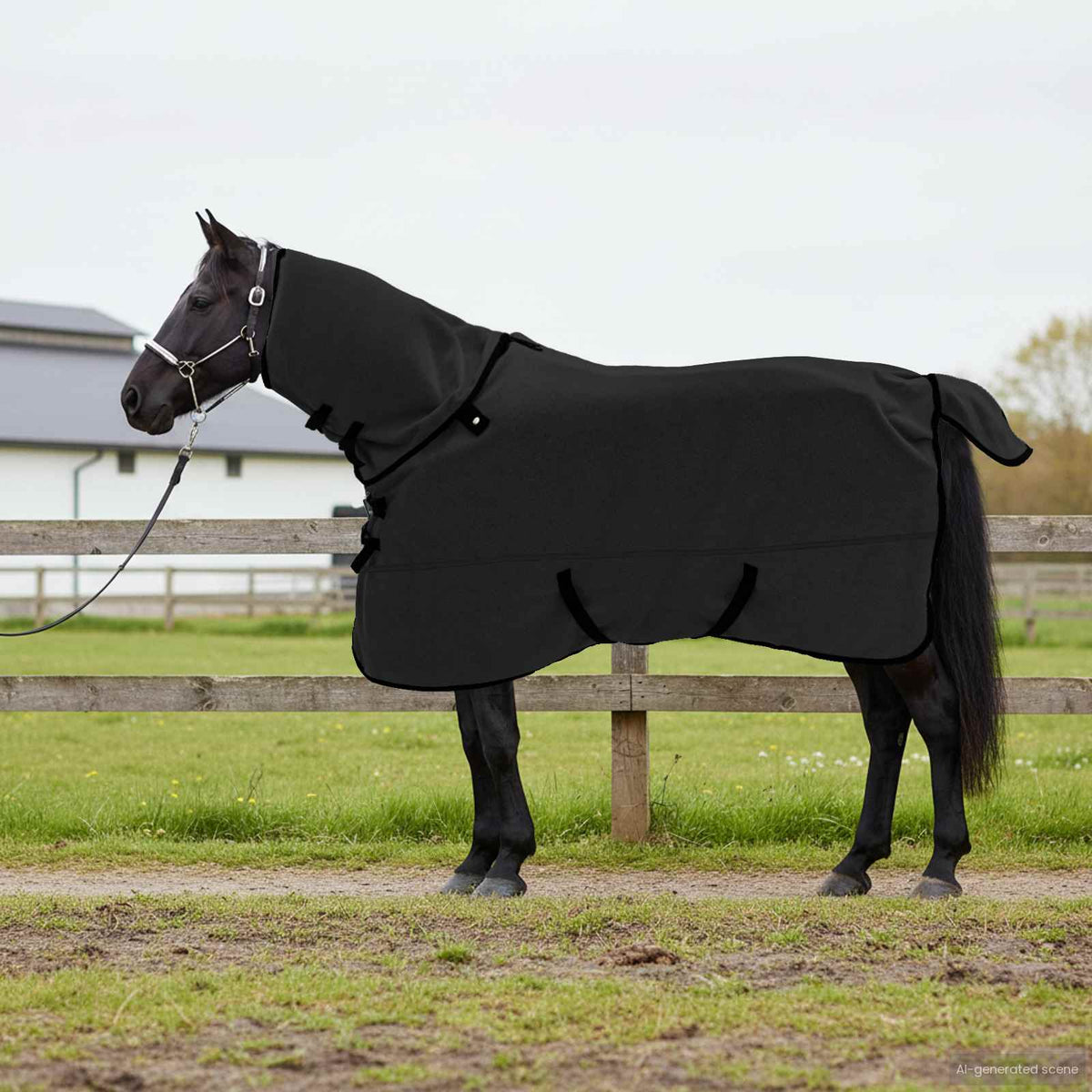 Vidaxl paardendeken zwart 125 cm polyester fleece