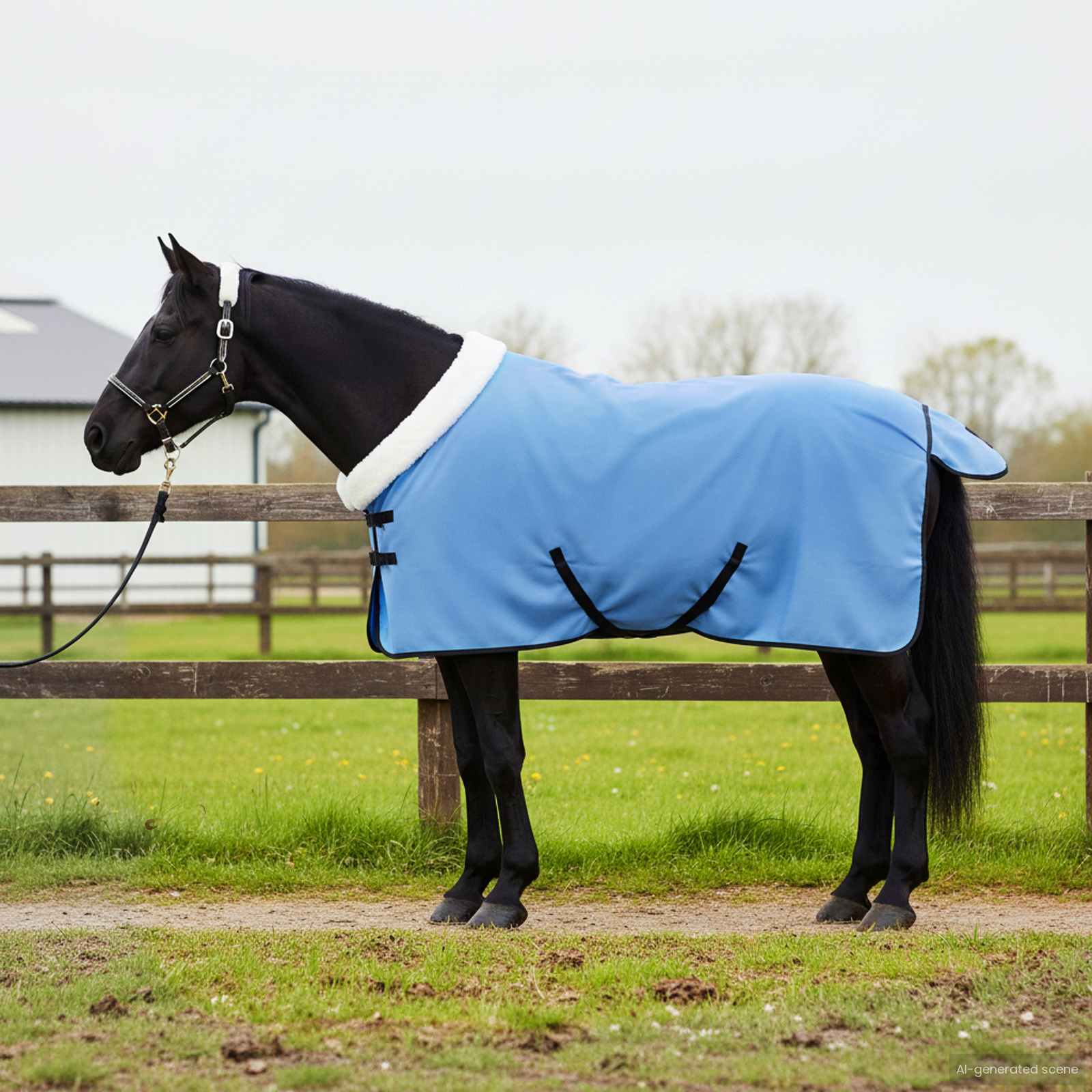 Vidaxl paardendeken volledige aqua 85 cm polar fleece