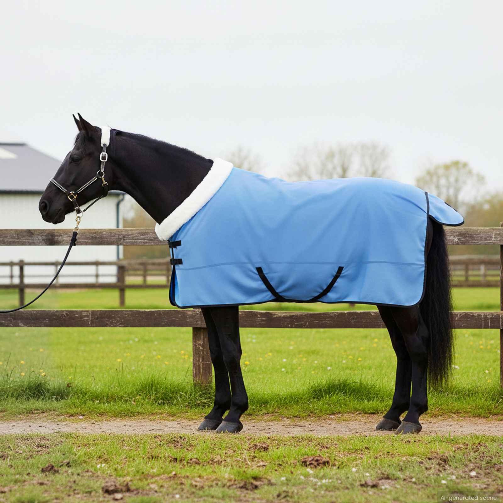 Vidaxl paardendeken volledige aqua 155 cm polar fleece