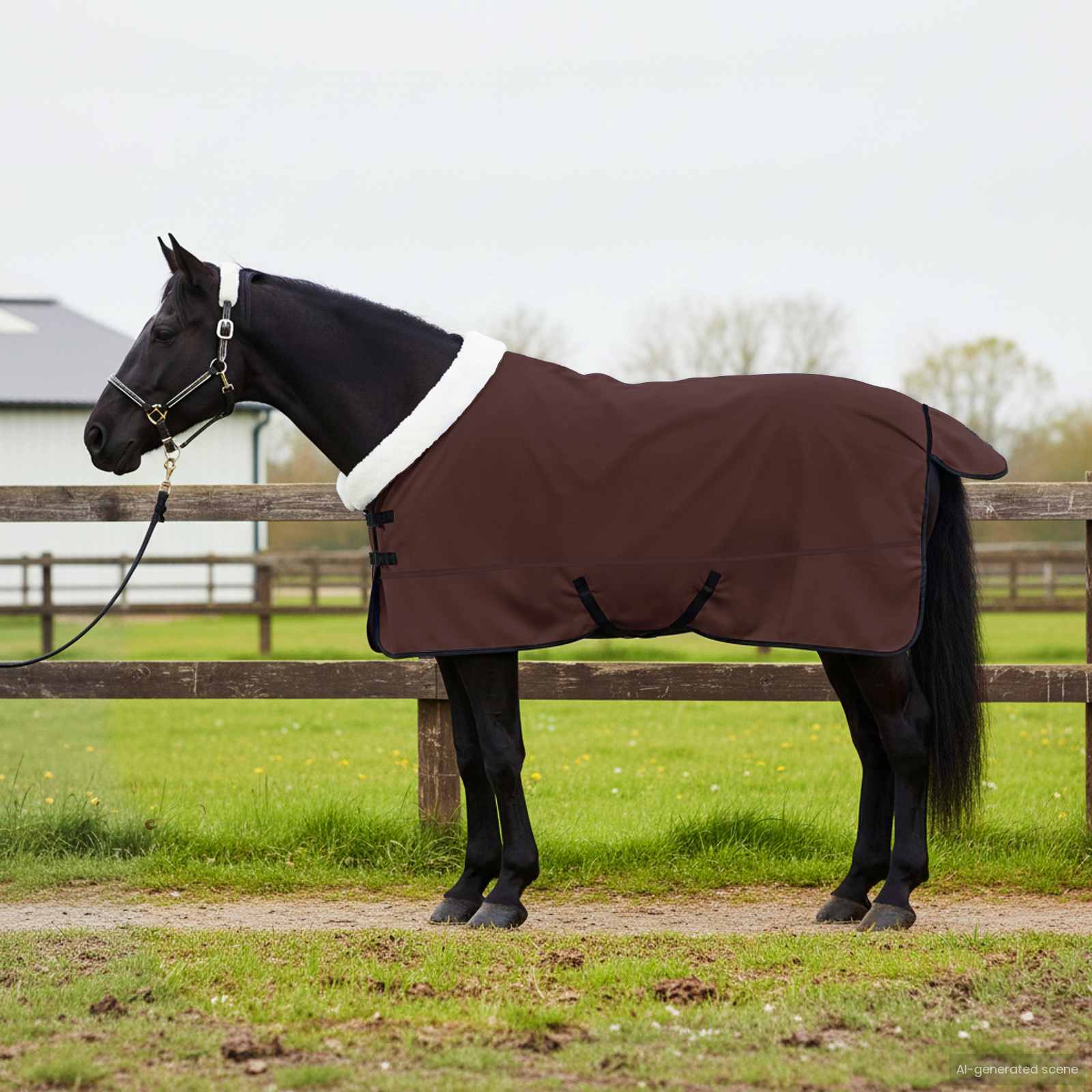 Vidaxl paardendeken volledig donkerbruin 165 cm polar fleece