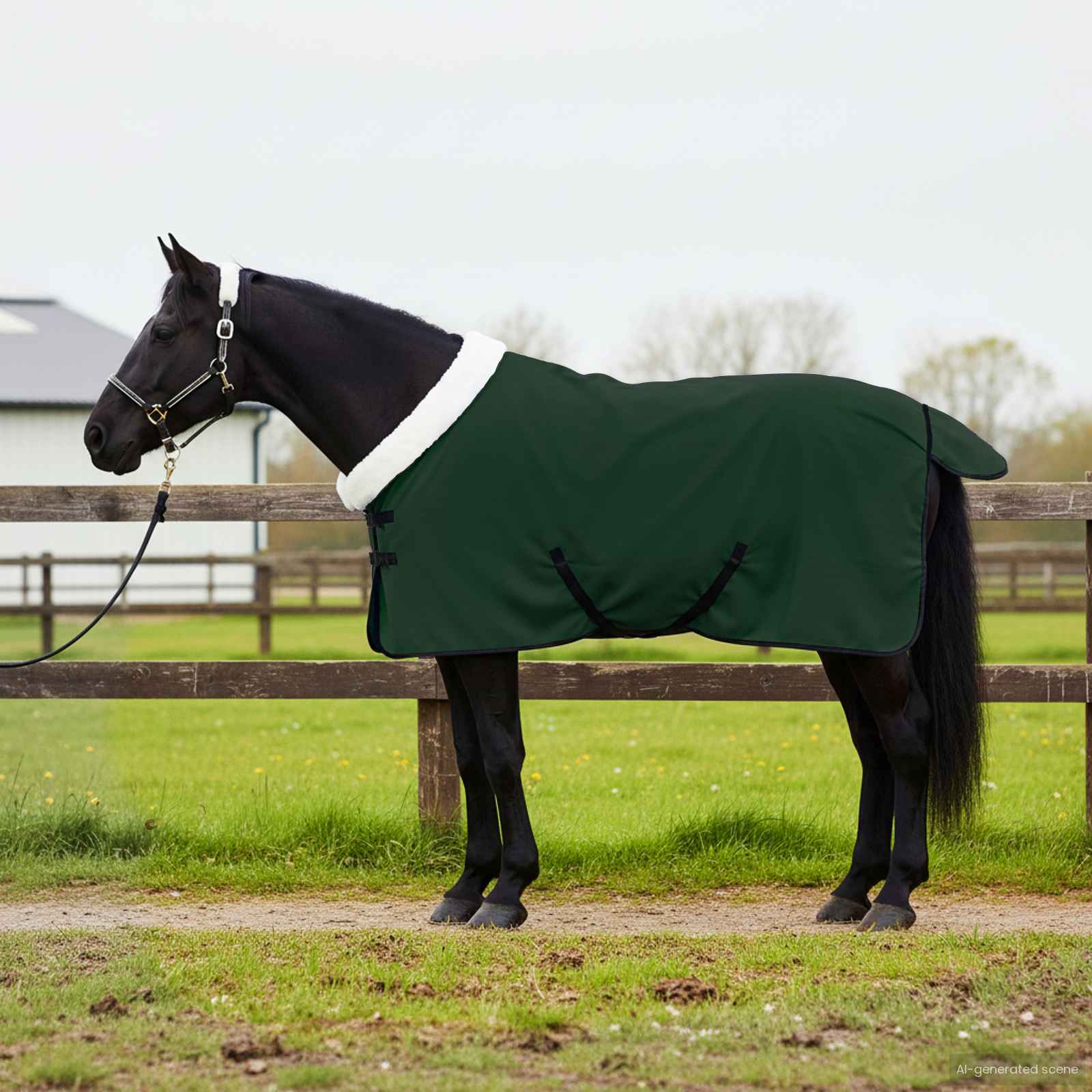 Vidaxl paardendeken volledig donkergroen 95 cm polar fleece