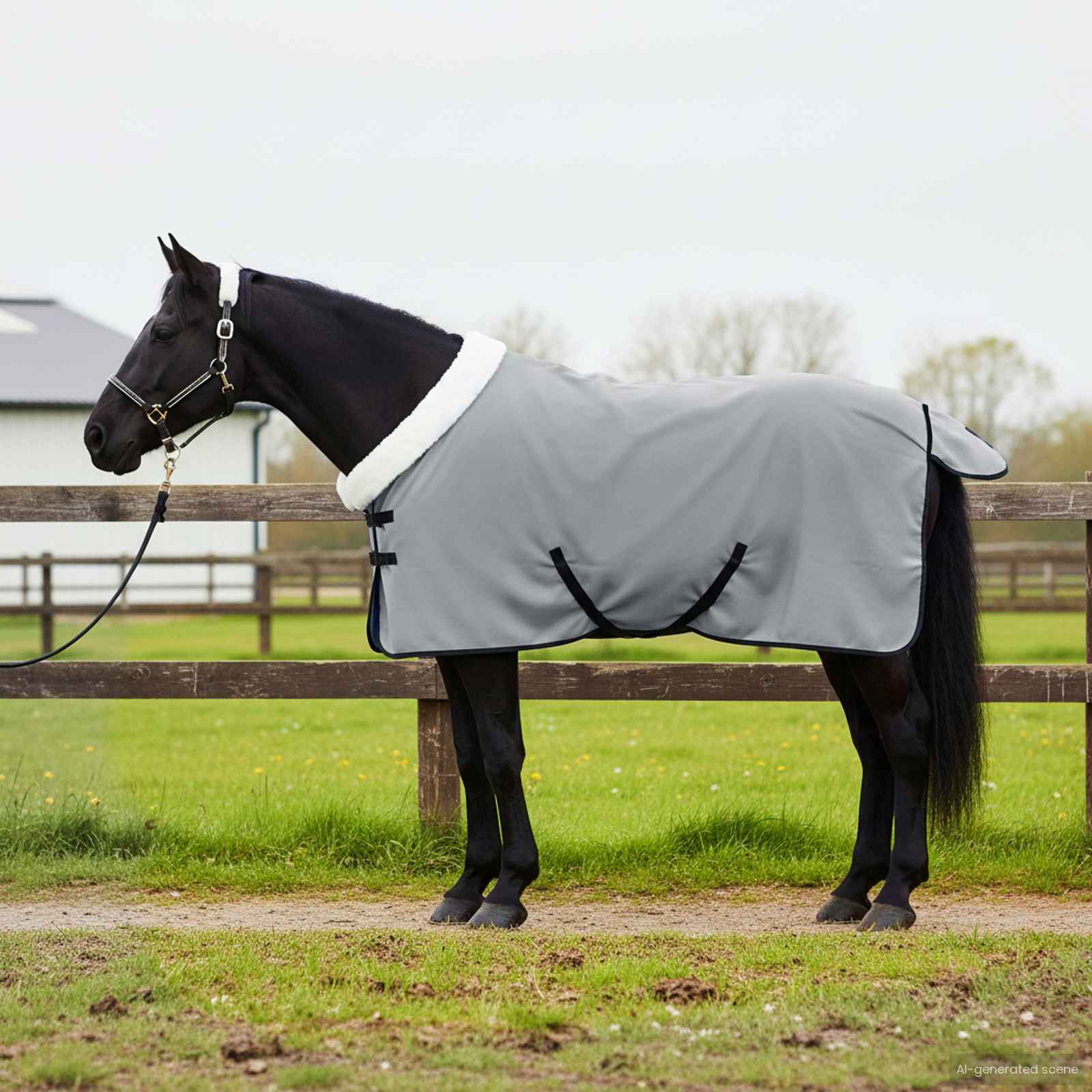 Vidaxl paardendeken volledig lichtgrijs 115 cm polar fleece