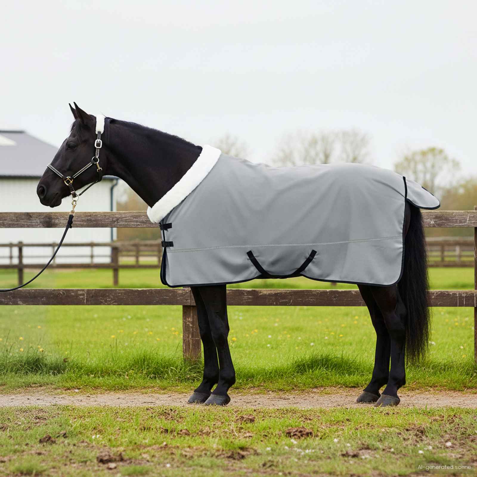 Vidaxl paardendeken volledig lichtgrijs 145 cm polar fleece