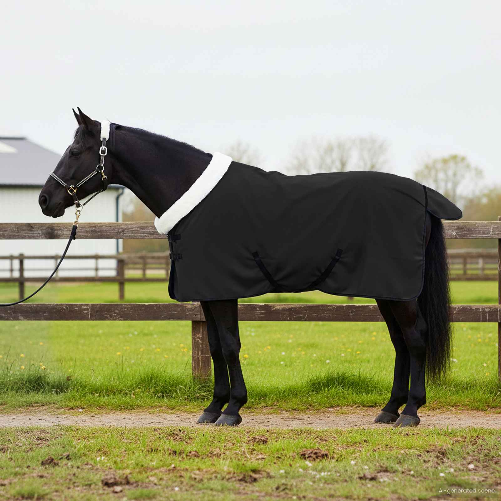 Vidaxl paardendeken zwart 105 cm polar fleece