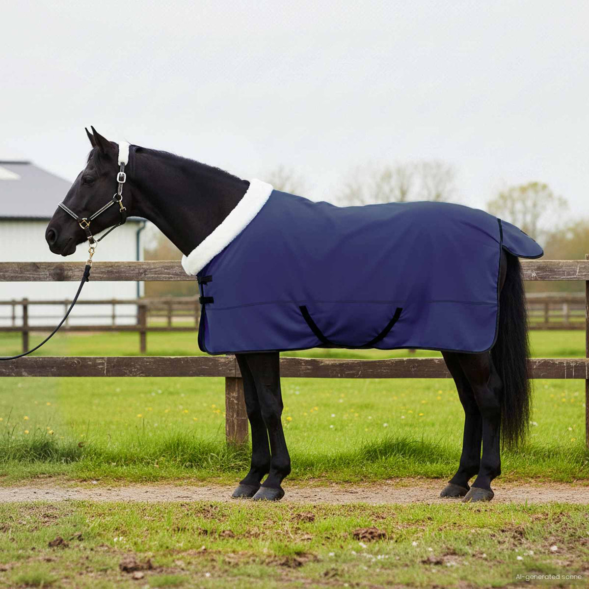Vidaxl paardendeken marineblauw 155 cm polar fleece