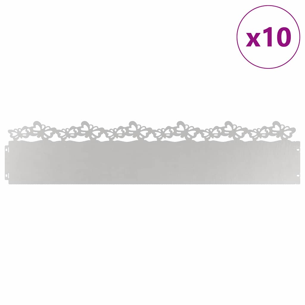 Vidaxl gazonranden 10 pcs zilver 103 x 0,05 x 22 cm roestvrij staal