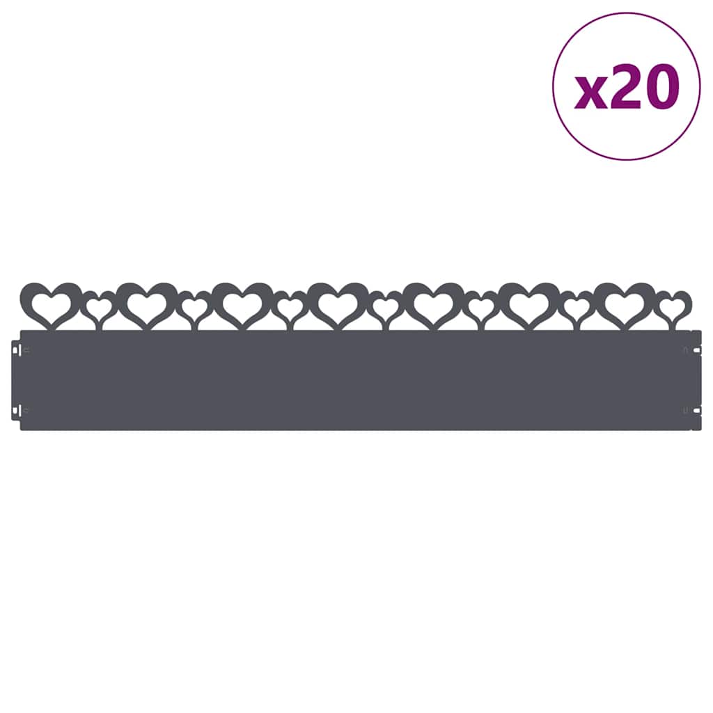 Vidaxl gazonranden 20 pcs antraciet 103 x 0,05 x 22 cm staal
