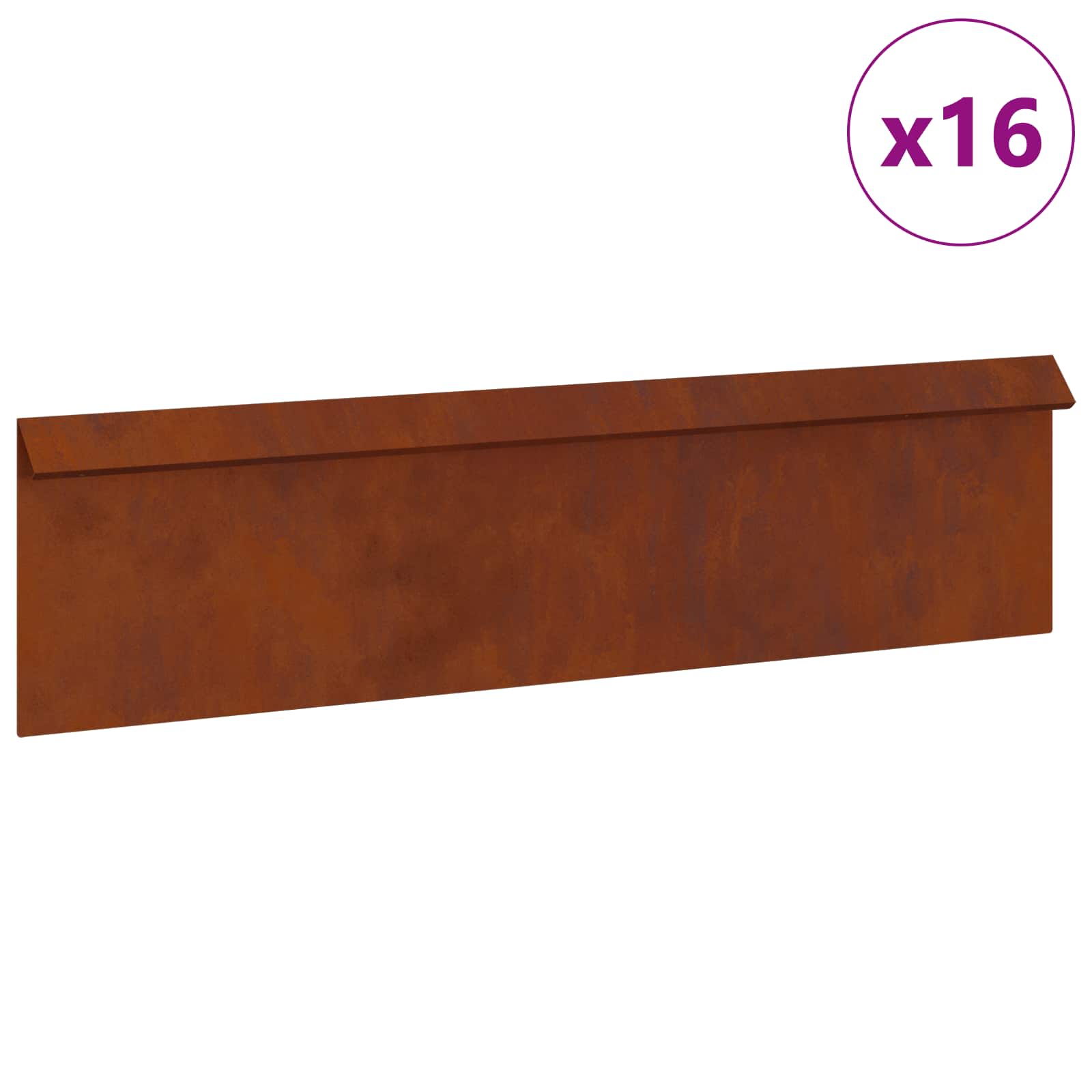 Vidaxl slakkenhekje 16 st 100 x 3,5 x 25 cm weervast staal