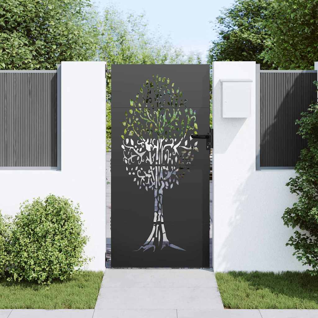 Vidaxl tuinpoort met slot zwart 85 x 175 cm poedergecoat staal