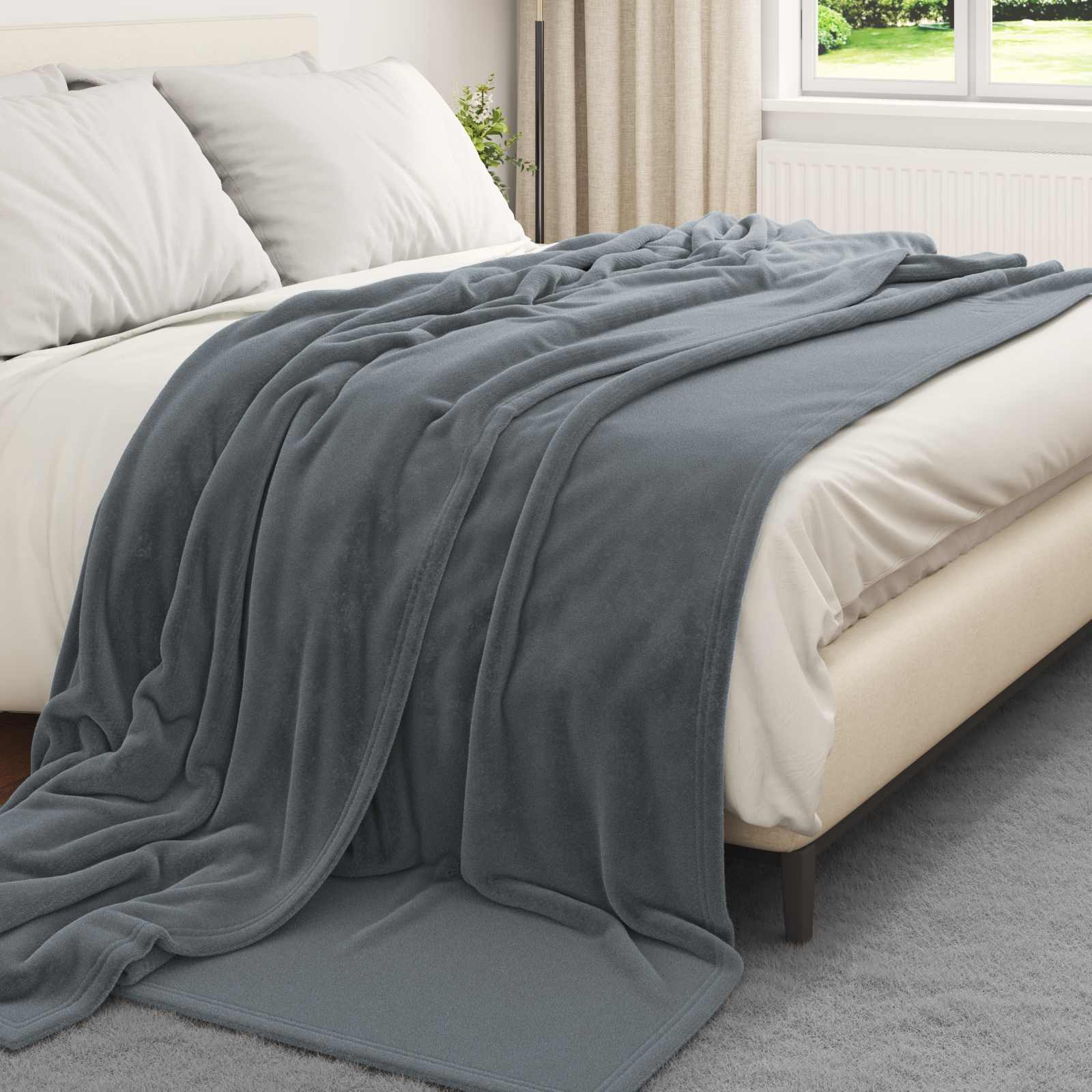 Vidaxl gooi deken donkergrijs 240 x 270 cm fleece