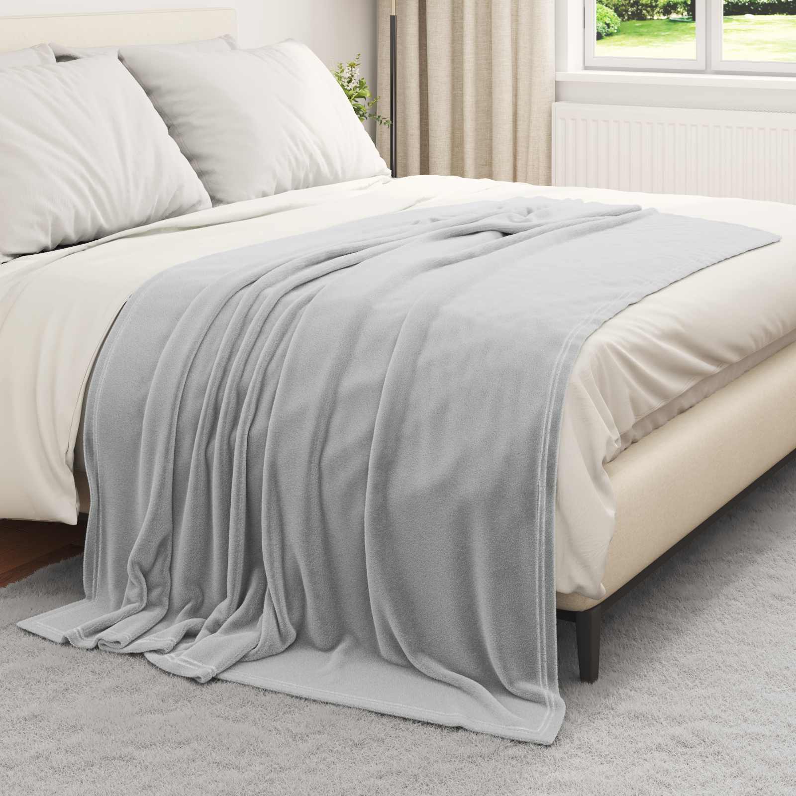 Vidaxl gooi deken grijs 150 x 200 cm fleece