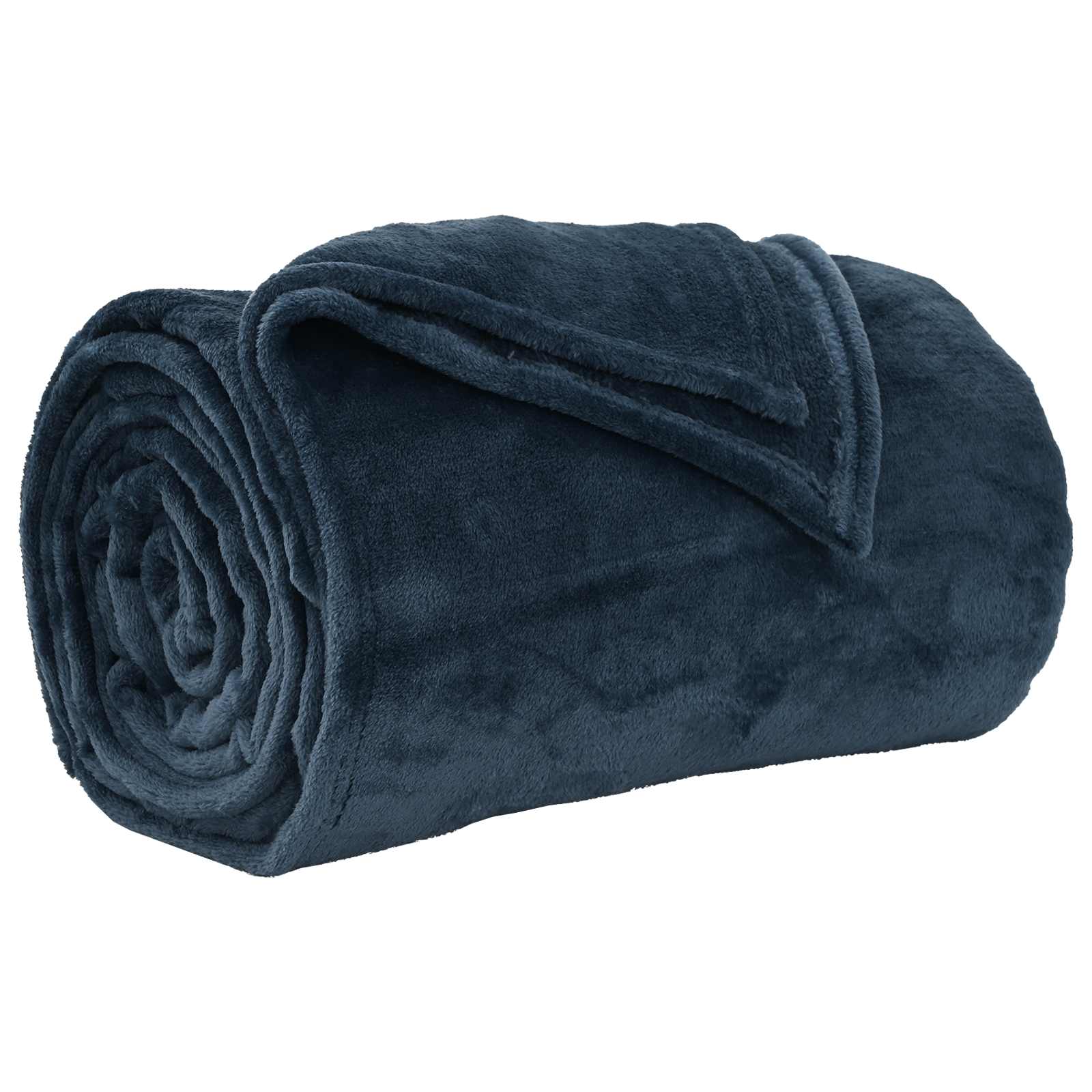 Vidaxl gooi deken marineblauw 240 x 270 cm fleece
