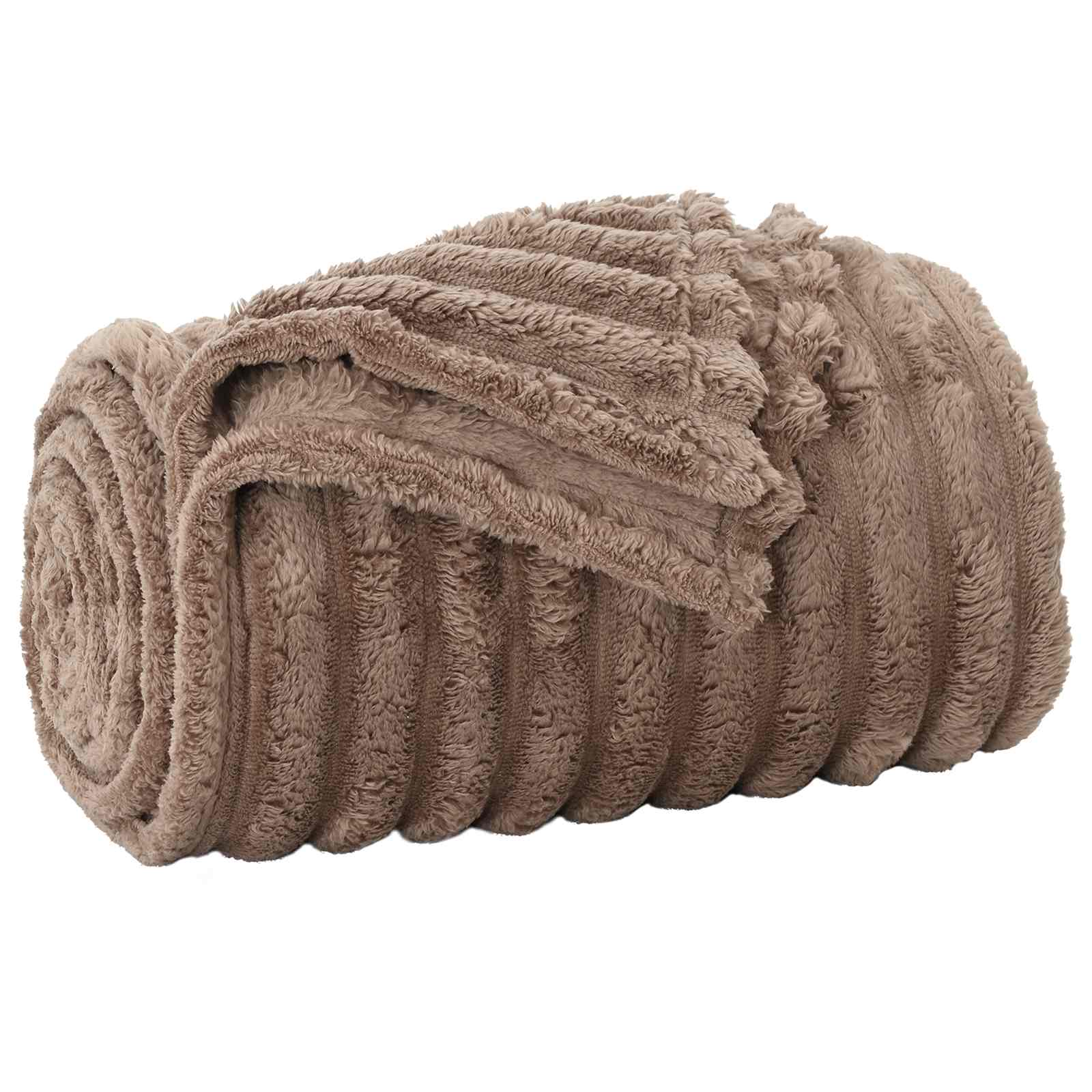 Vidaxl gooi deken kameel 240 x 220 cm fleece