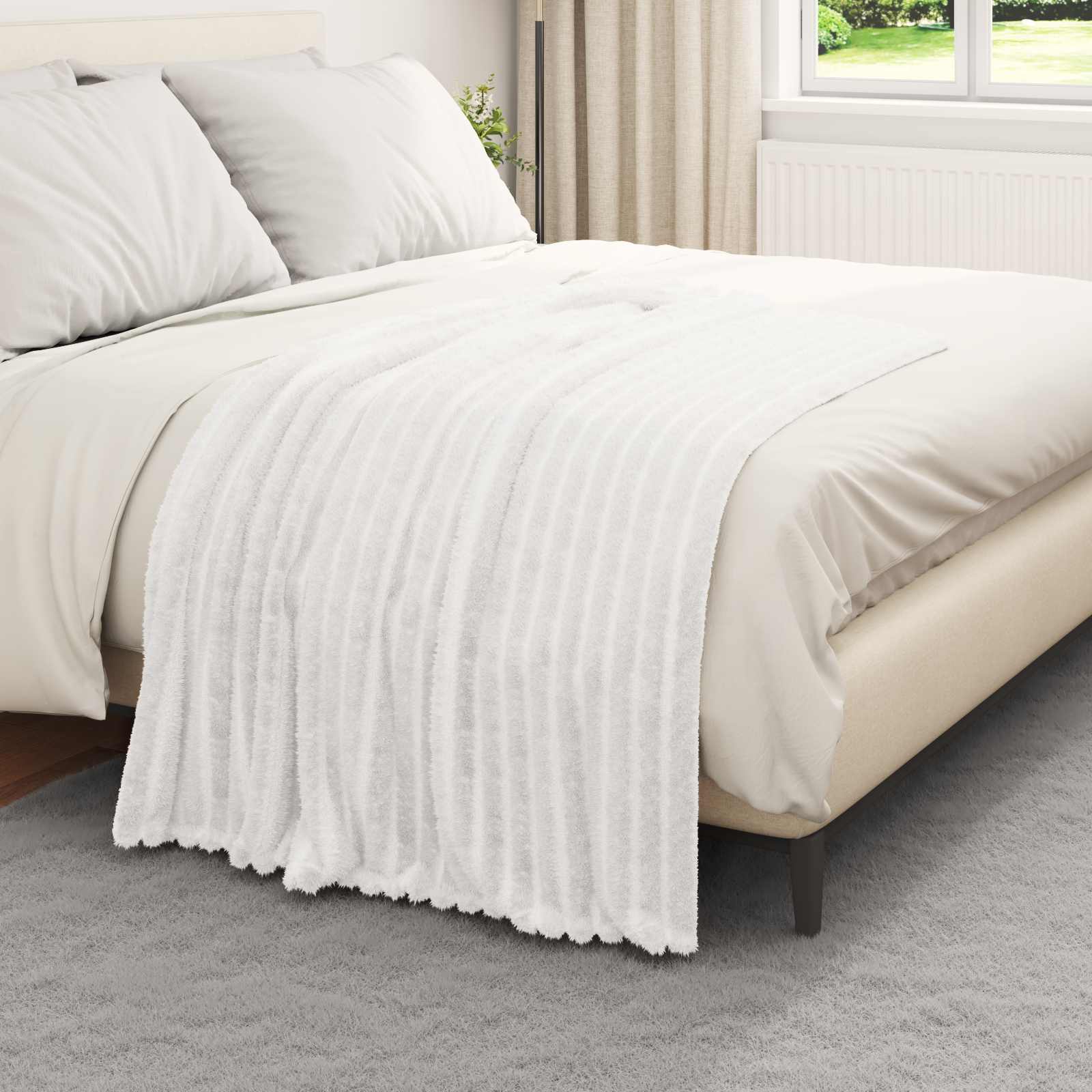 Vidaxl gooi deken wit 150 x 130 cm fleece