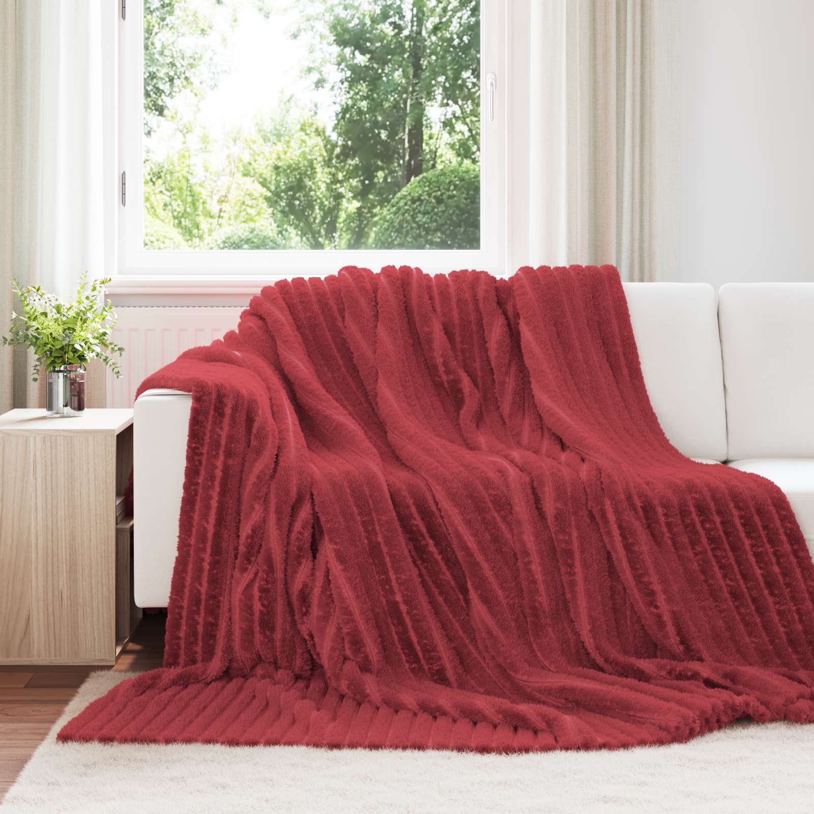 Vidaxl plaid bordeaux rood 240 x 220 cm 1.66 kg fleece