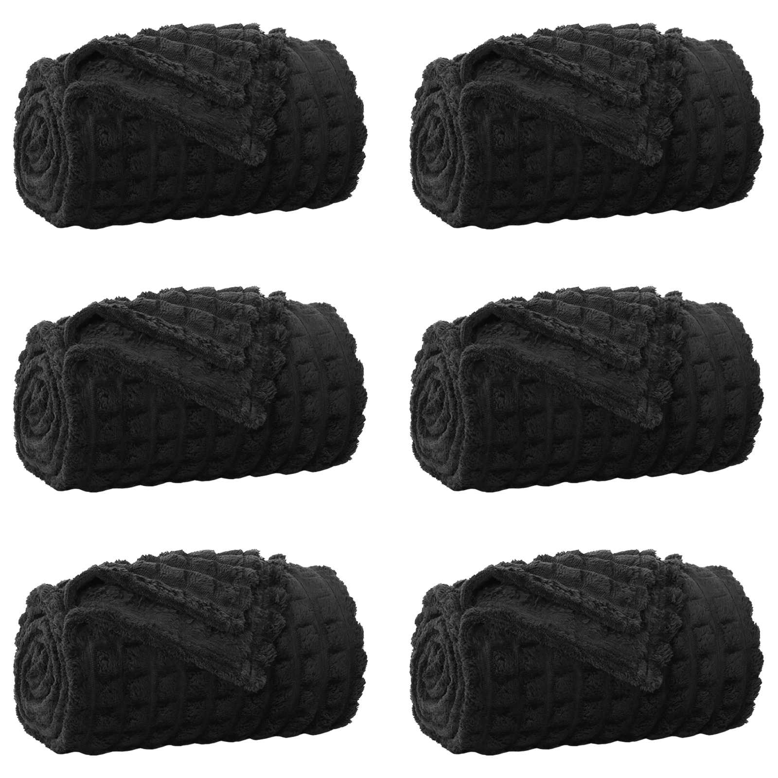 Vidaxl kleden 6 pcs zwart 200 x 150 cm fleece