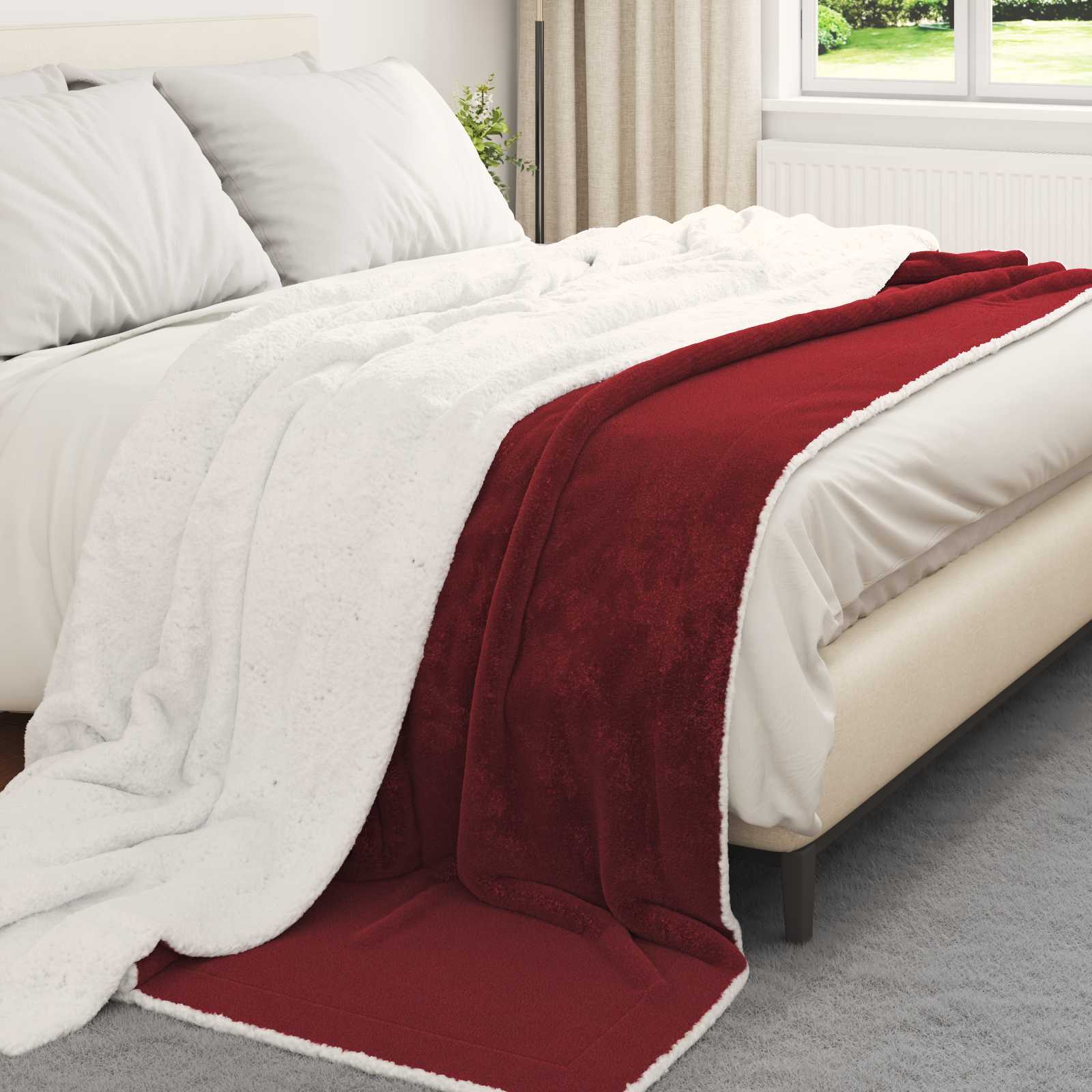 Vidaxl gooi deken bordeaux rood 240 x 270 cm fleece
