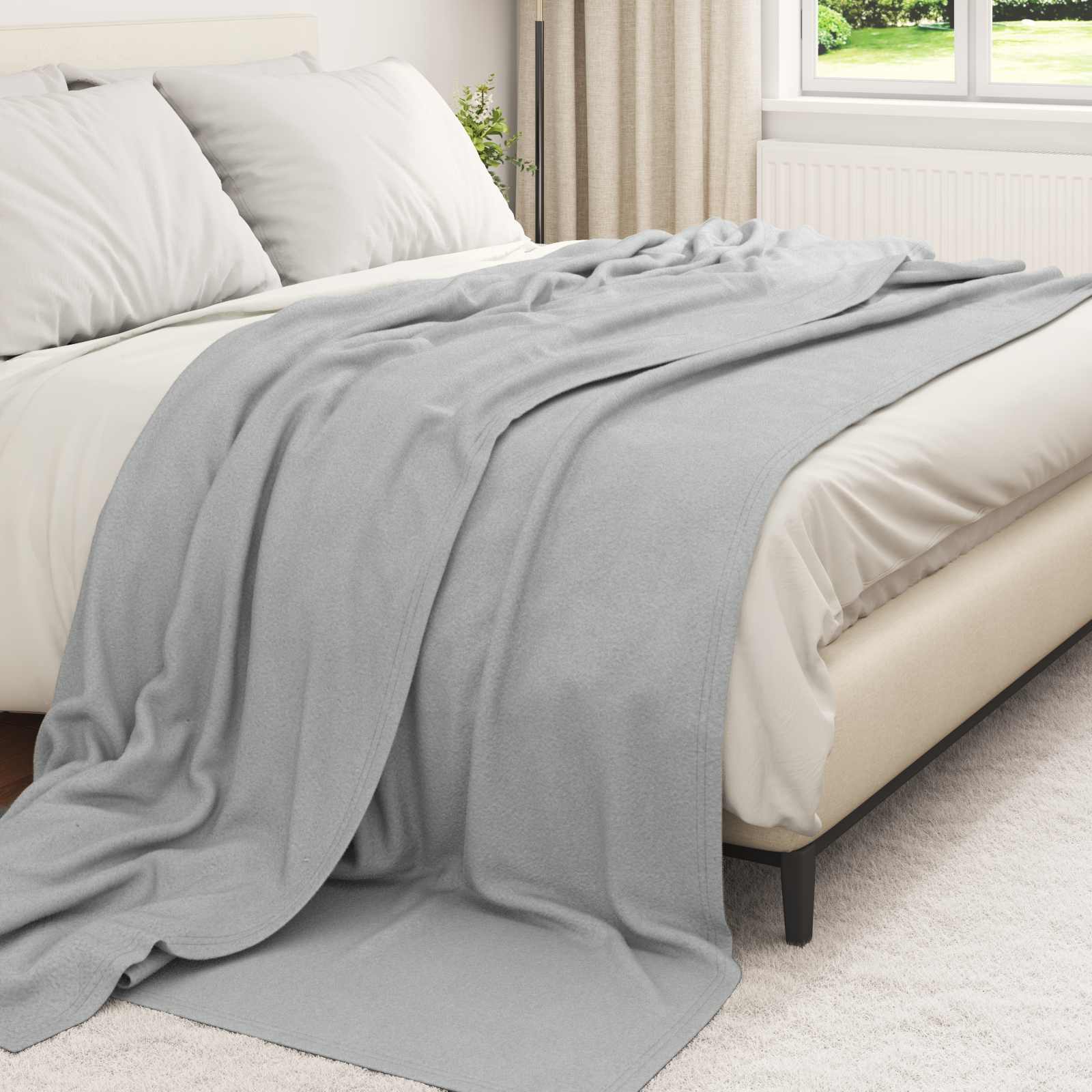 Vidaxl gooi deken grijs 270 x 240 cm fleece