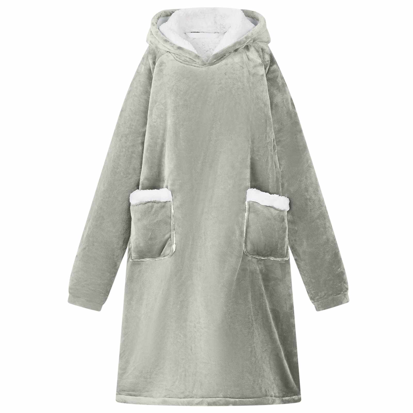 Vidaxl deken hoodie grijs m fleece en flanel