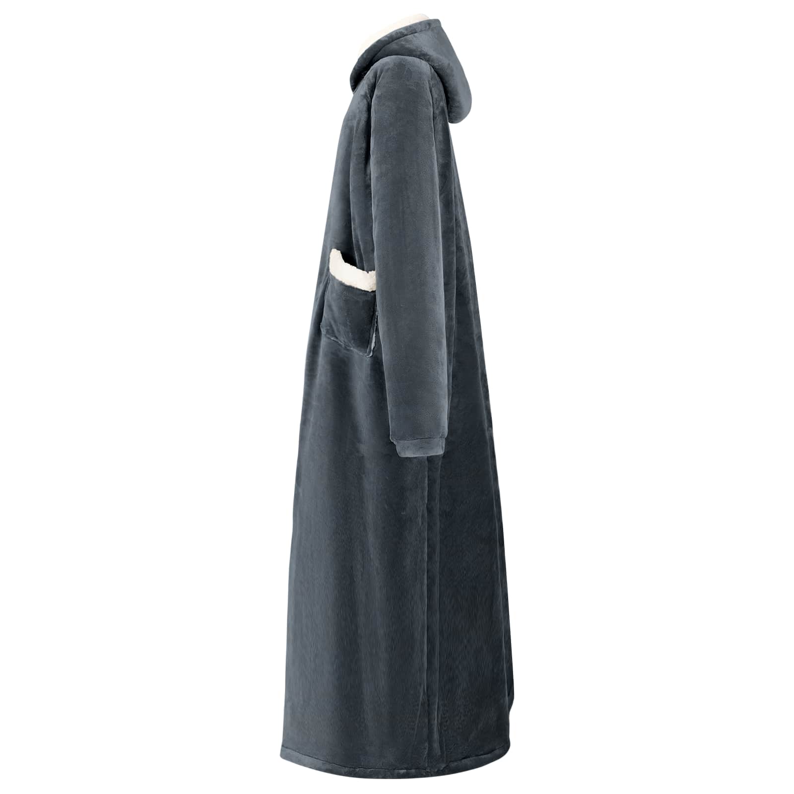Vidaxl deken hoodie marineblauw l fleece en flanel