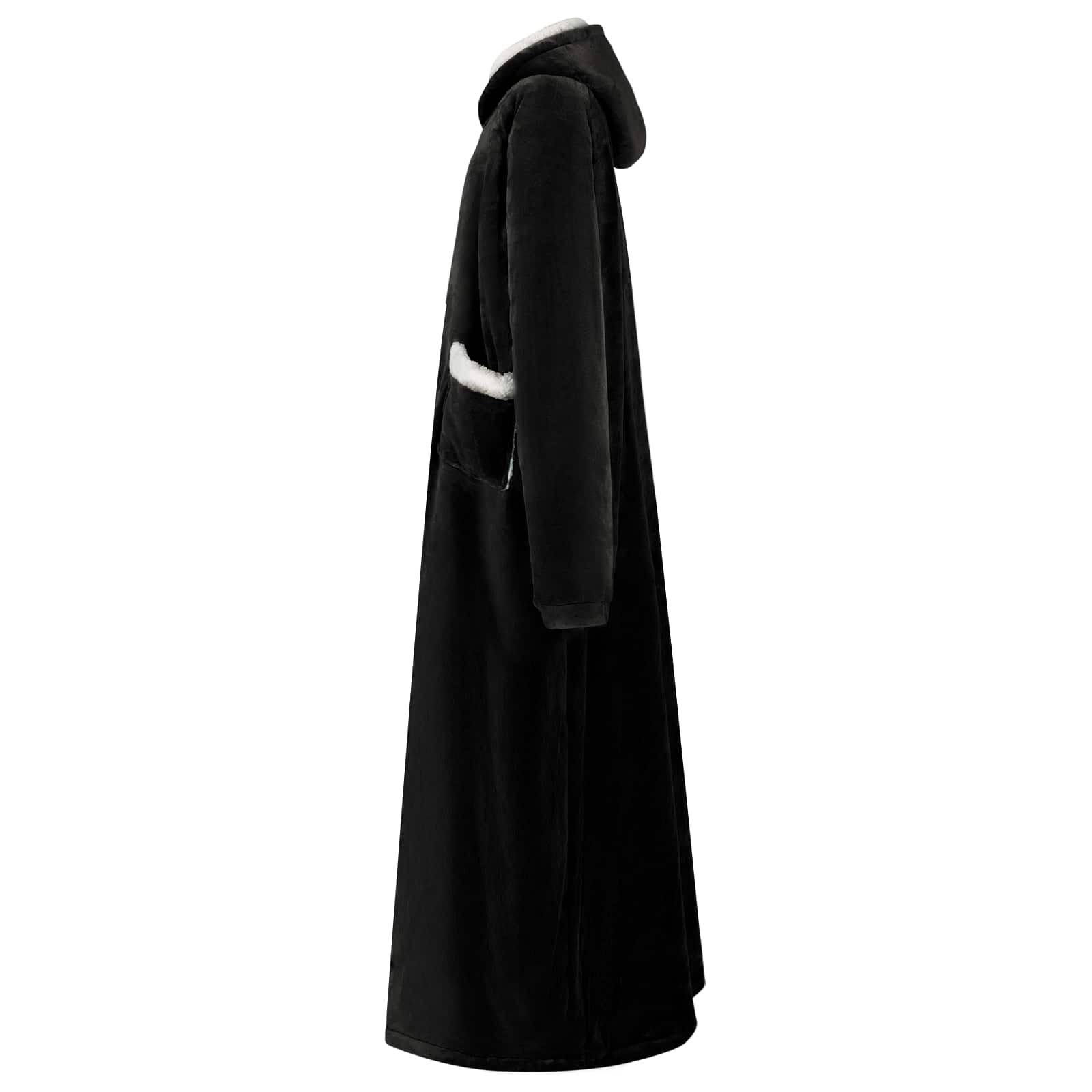 Vidaxl deken hoodie zwart l fleece en flanel