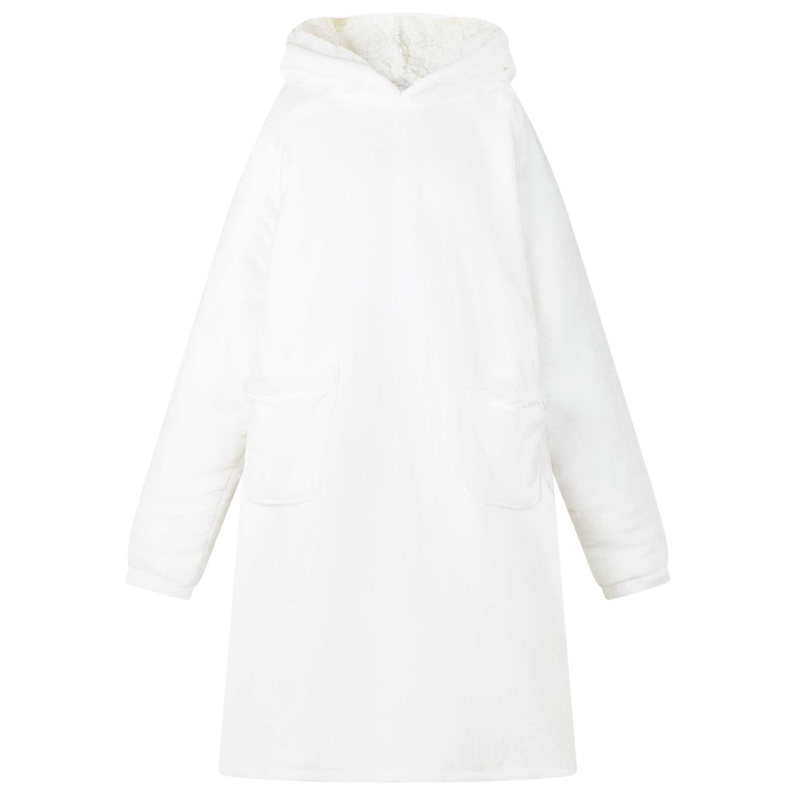 Vidaxl deken hoodie wit l fleece en flanel