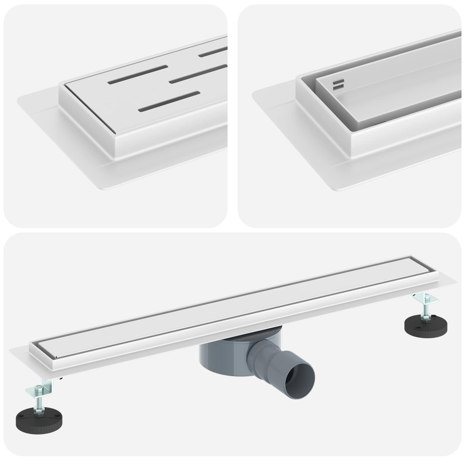 Vidaxl doucheafvoer 2-in-1 met 360° sifon zilver 60 cm