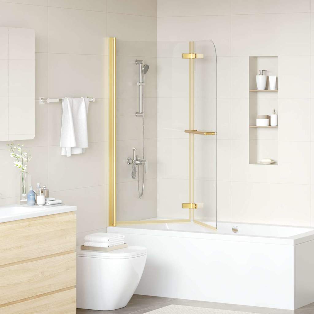 Vidaxl douche omhulsel transparant en goud 120 x 140 cm