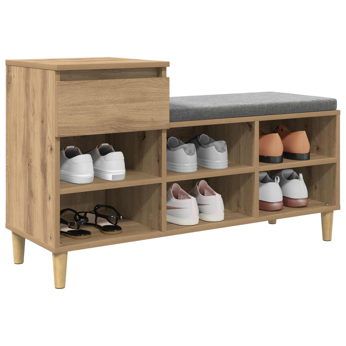 Vidaxl schoenenkast 102 x 36 x 60 cm bewerkt hout artisanaal eiken