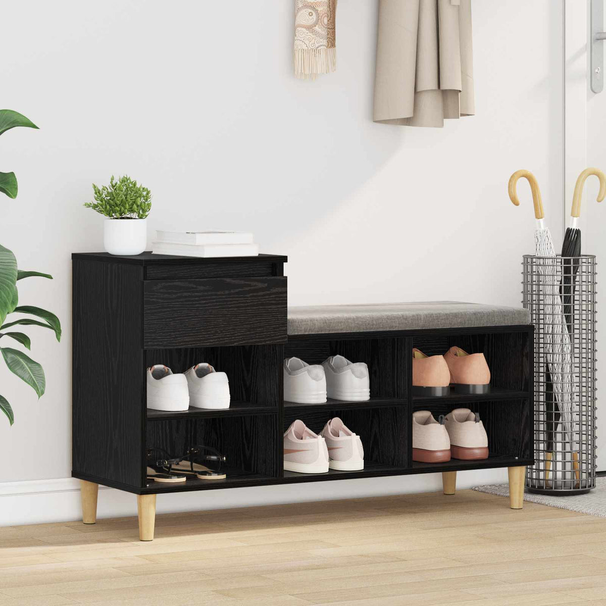 Vidaxl schoenenkast 102 x 36 x 60 cm bewerkt hout zwart eiken