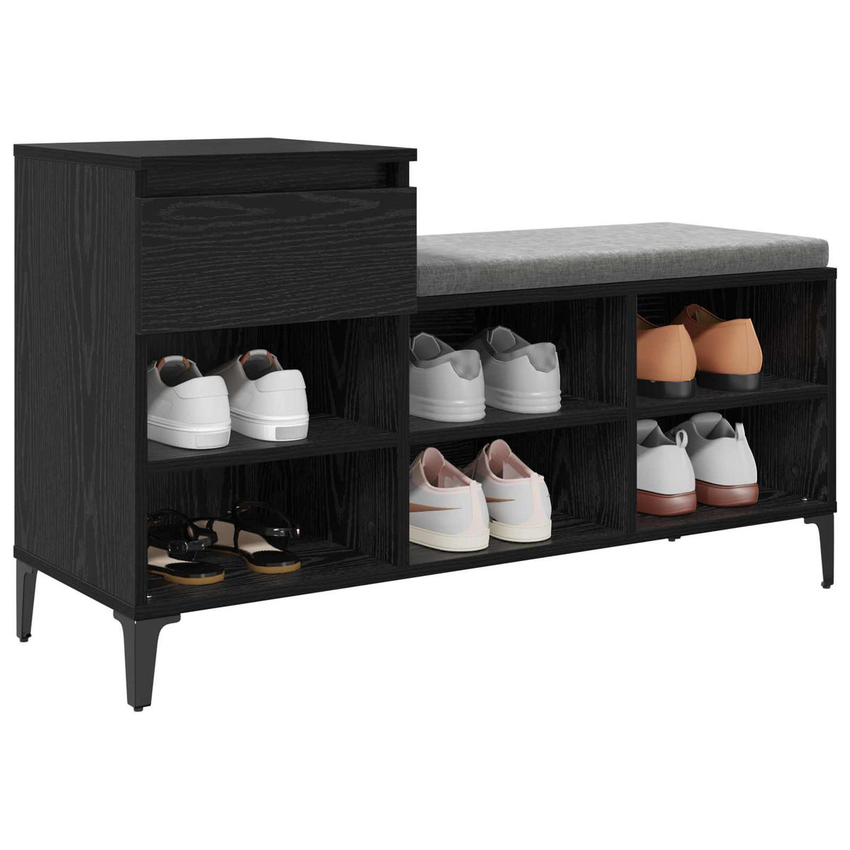 Vidaxl schoenenkast 102 x 36 x 60 cm bewerkt hout zwart eiken