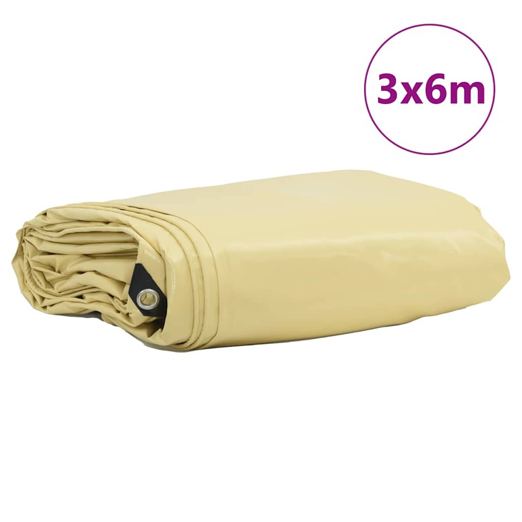 Vidaxl zeil 650g m² beige 3 x 6 m canvas met pvc-coating