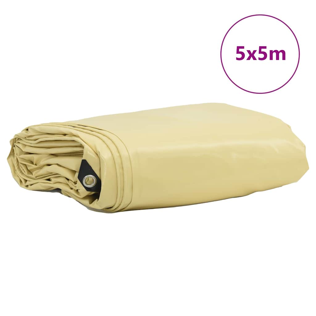 Vidaxl zeil 650g m² beige 5 x 5 m canvas met pvc-coating