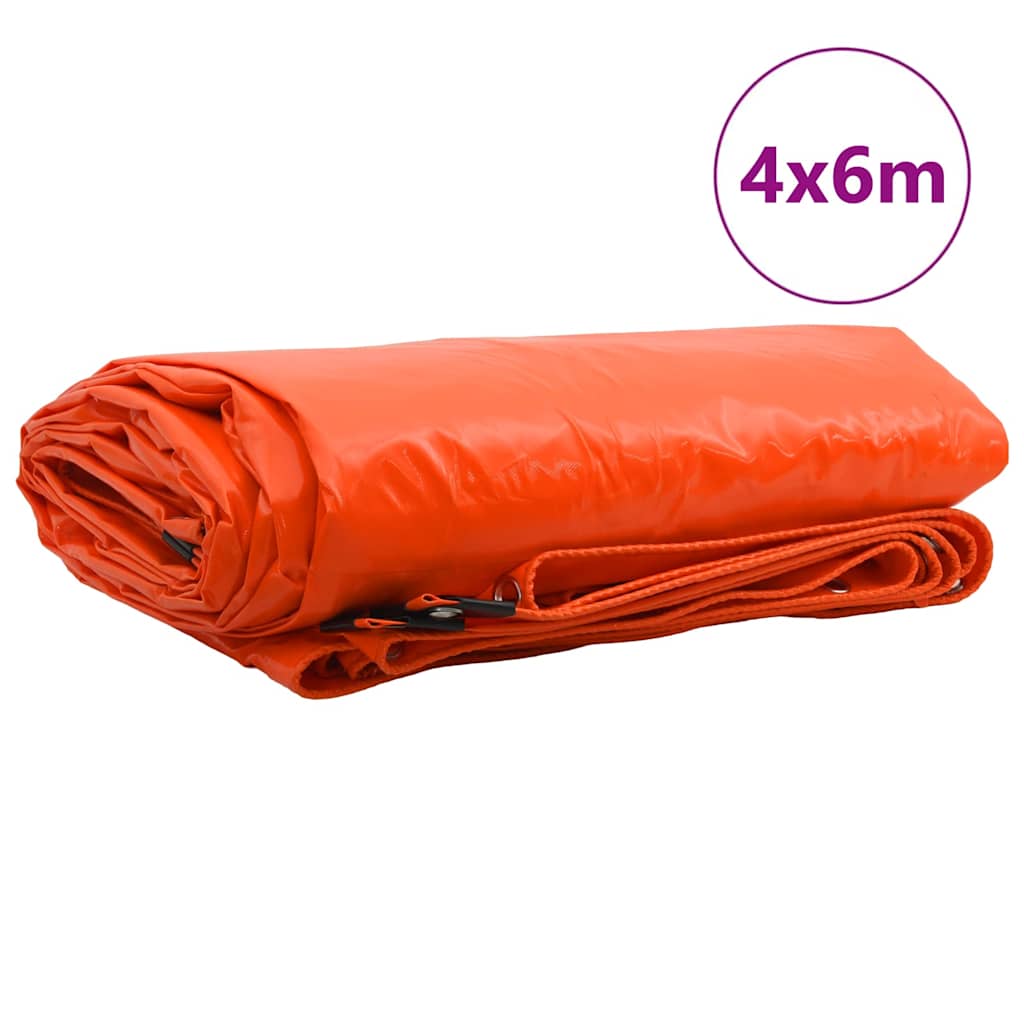 Vidaxl zeil 650g m² oranje 4 x 6 m canvas met pvc-coating