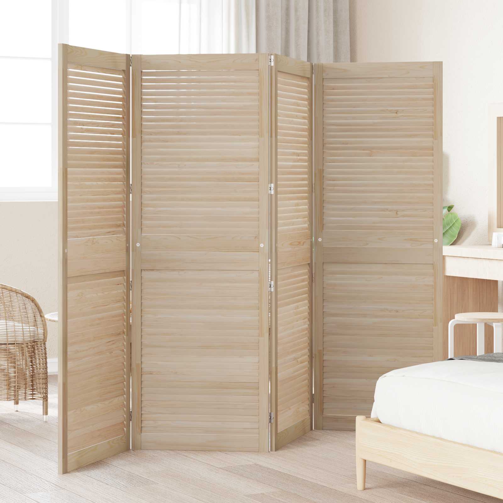 Vidaxl kastdeur 4 pcs naturel 170 x 2,1 x 59,5 cm massief grenenhout