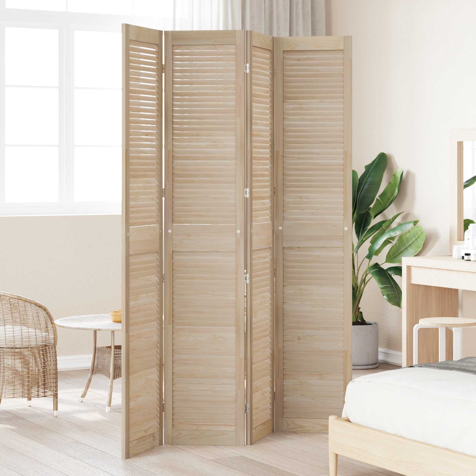 Vidaxl kastdeur 4 pcs naturel 201 x 2,1 x 39,5 cm massief grenenhout