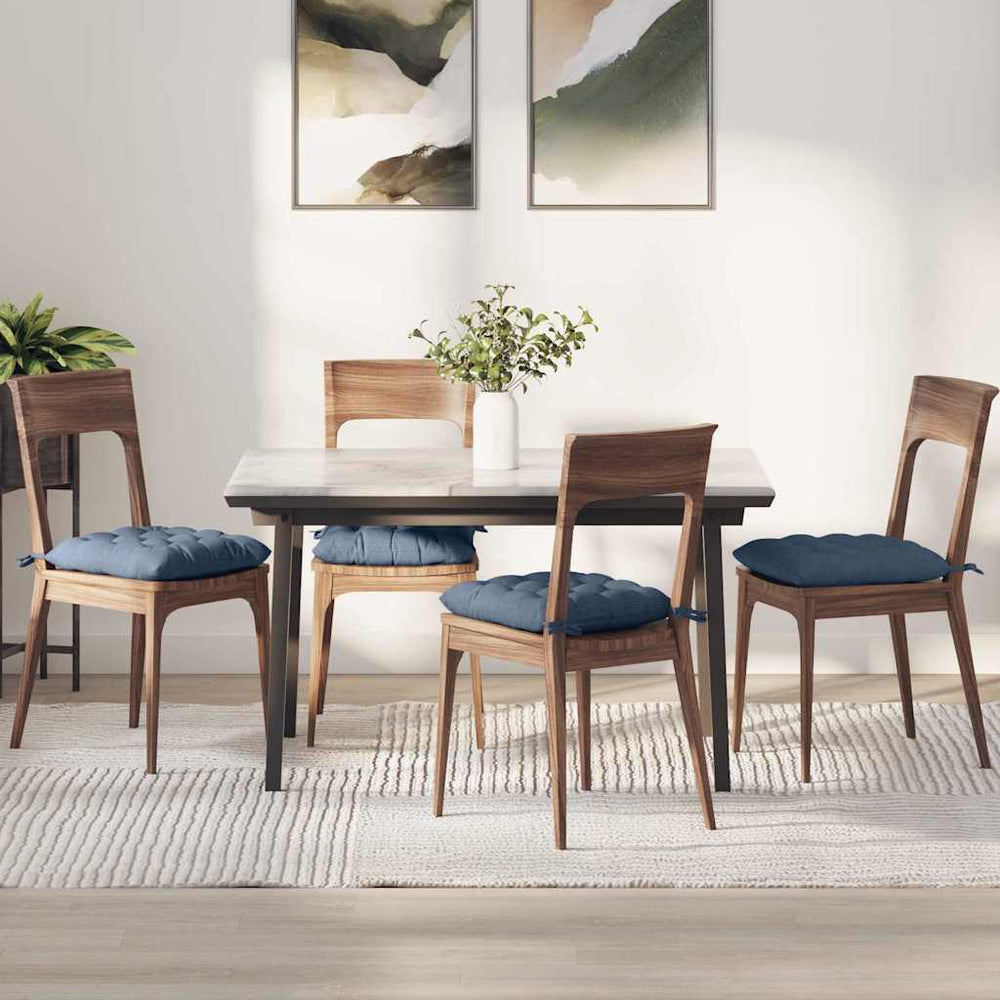 Vidaxl zitkussens 4 pcs blauw 40 x 40 x 6 cm katoen stof