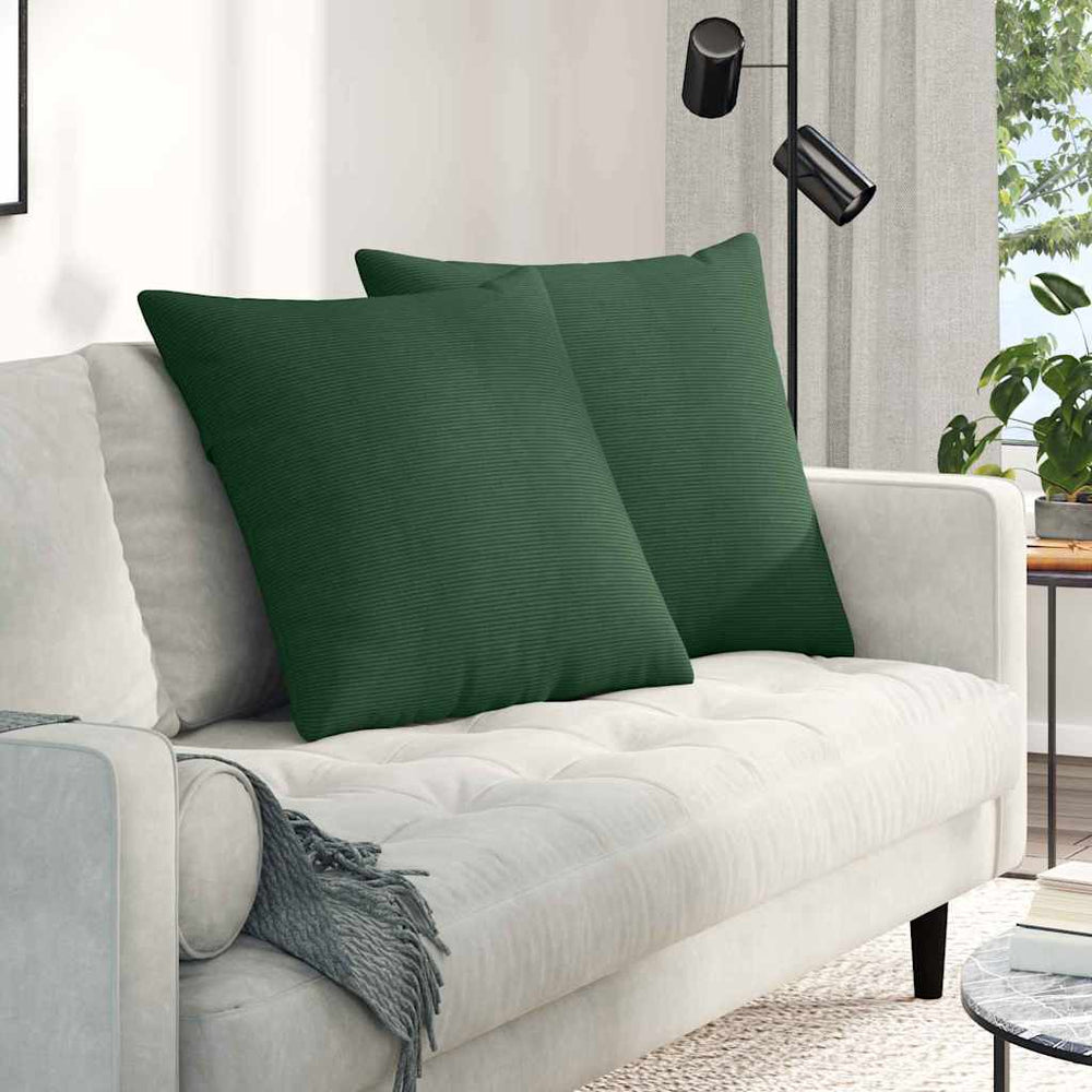 Vidaxl sofa kussens 2 stuks donkergroen 80 x 80 cm cordstof