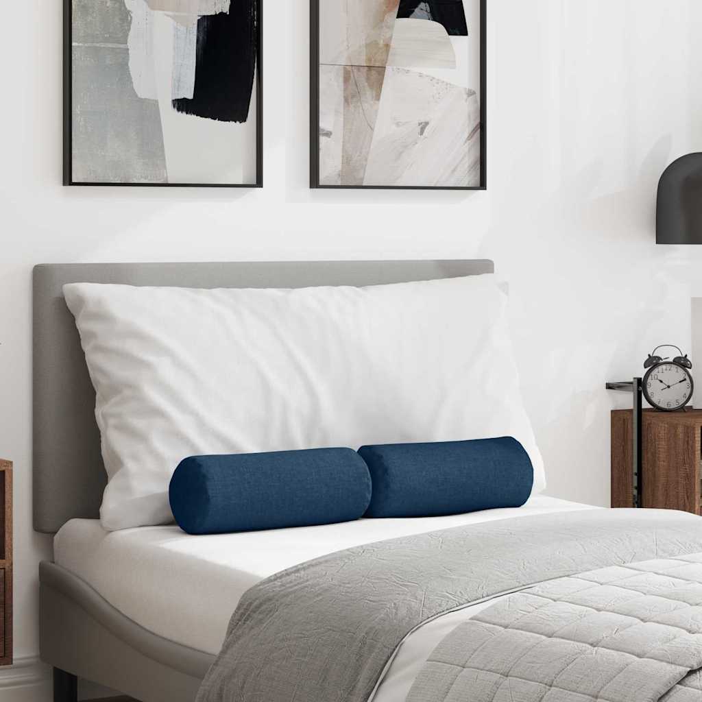 Vidaxl bolster kussens 2 stuks blauw ø 15 x 40 cm stof