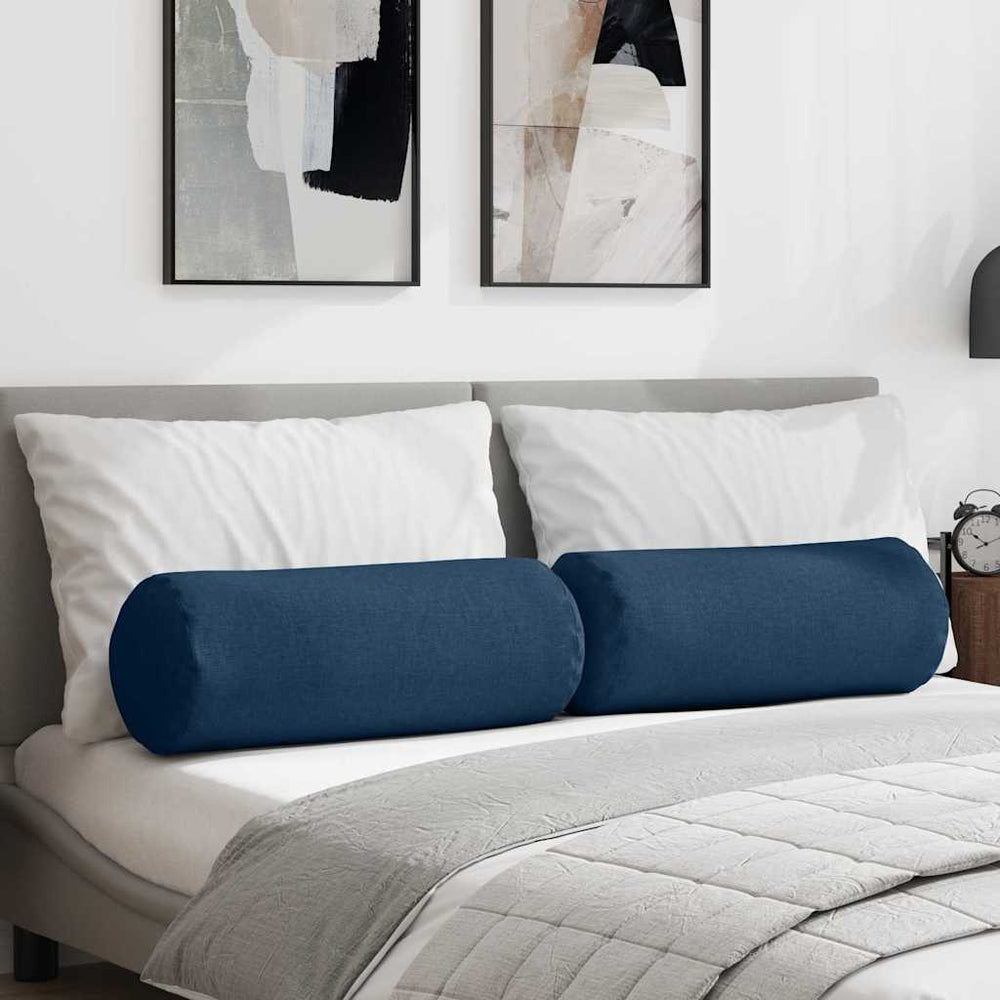 Vidaxl bolster kussens 2 stuks blauw ø 25 x 70 cm stof
