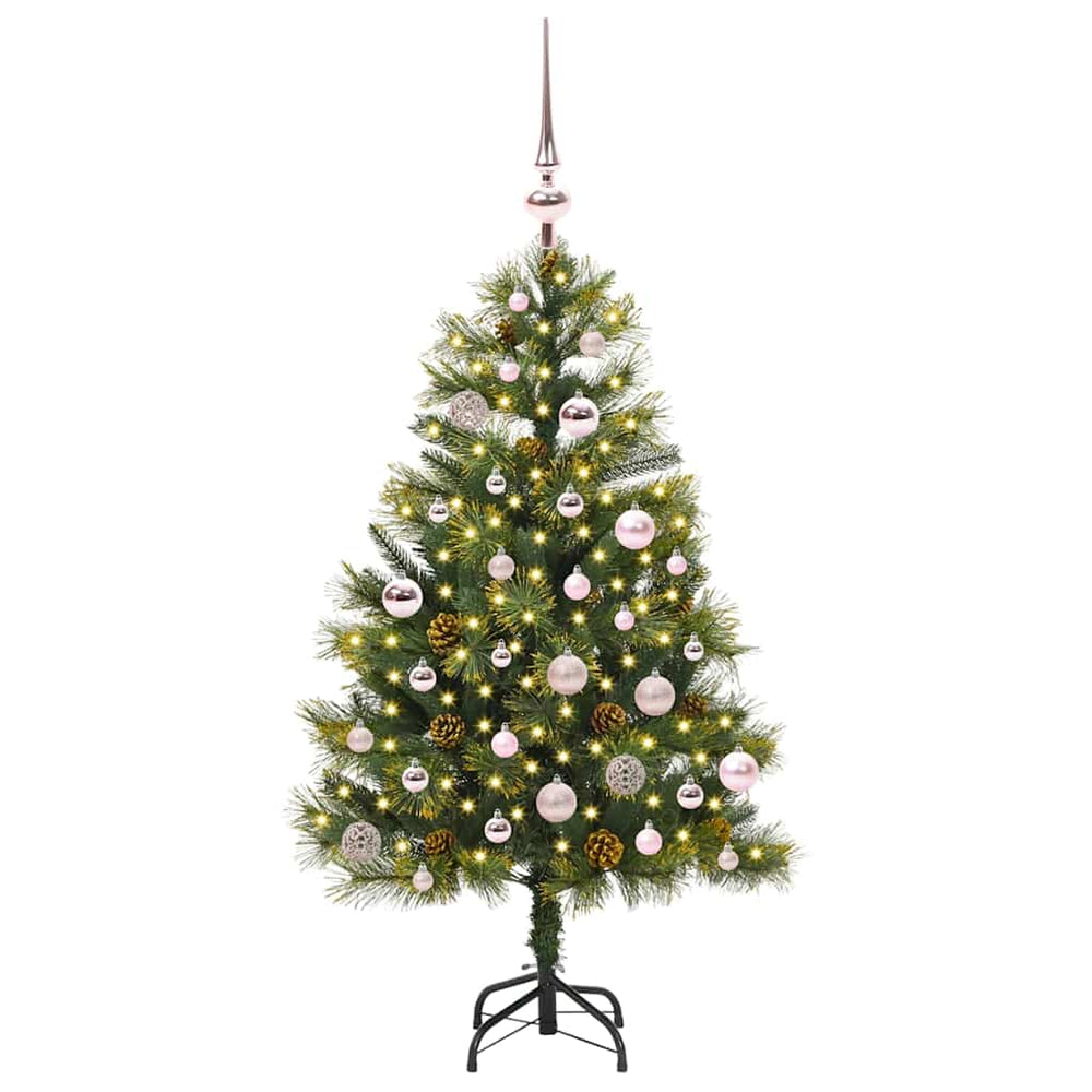 Vidaxl kunstmatige scharnier kerstboom met cones groen 150 cm