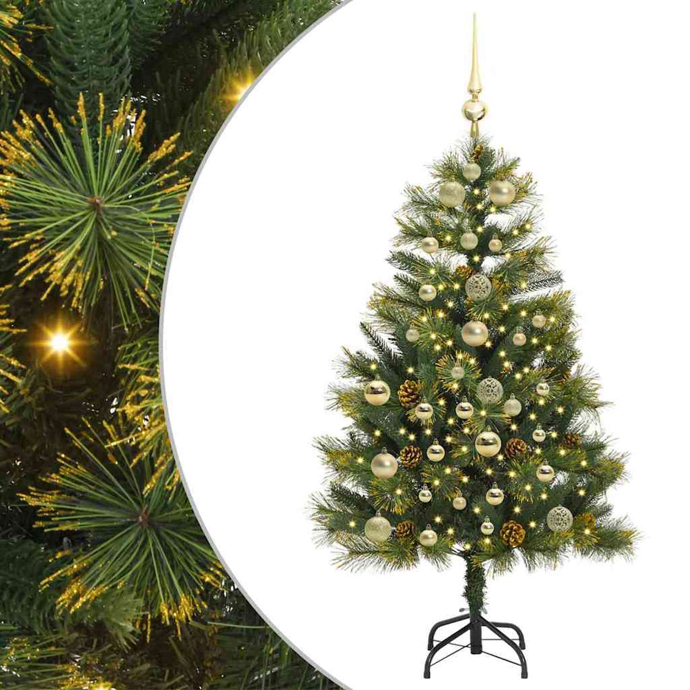 Vidaxl kunstmatige scharnier kerstboom met cones groen 150 cm