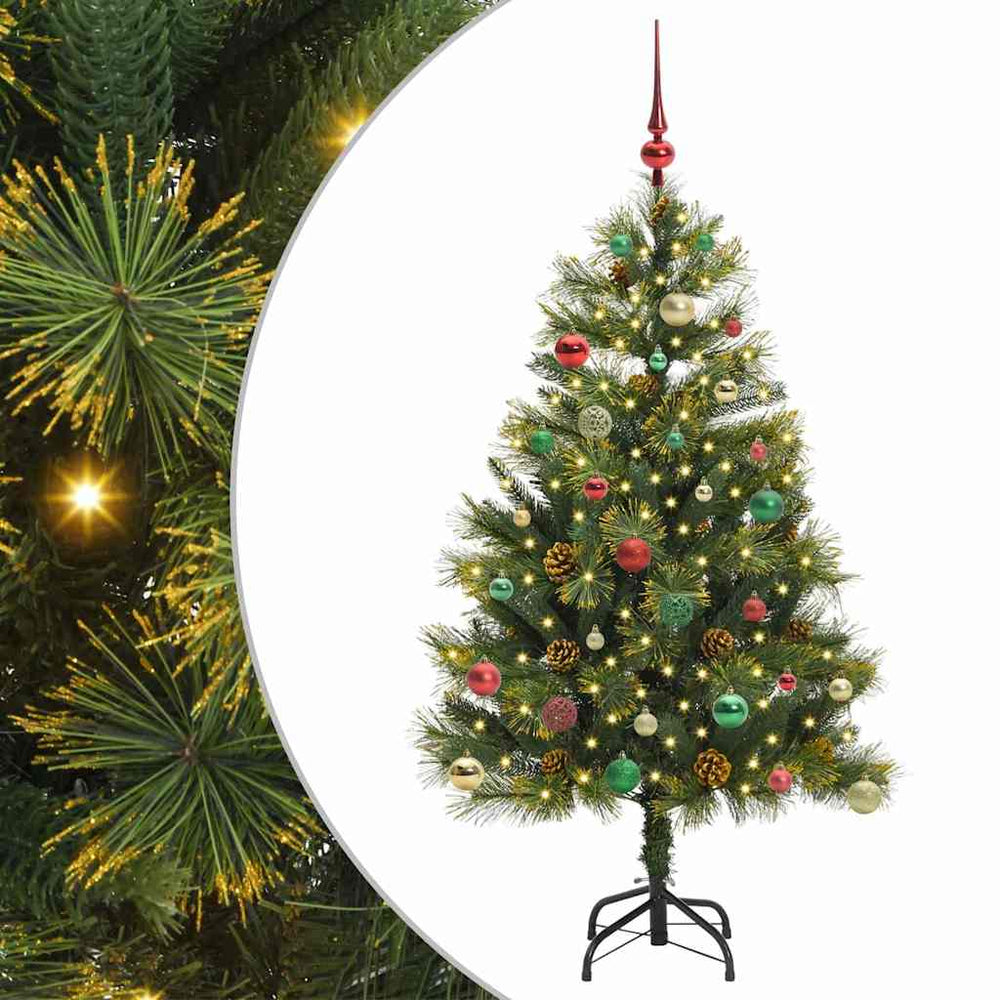 Vidaxl kunstmatige scharnier kerstboom met cones groen 150 cm